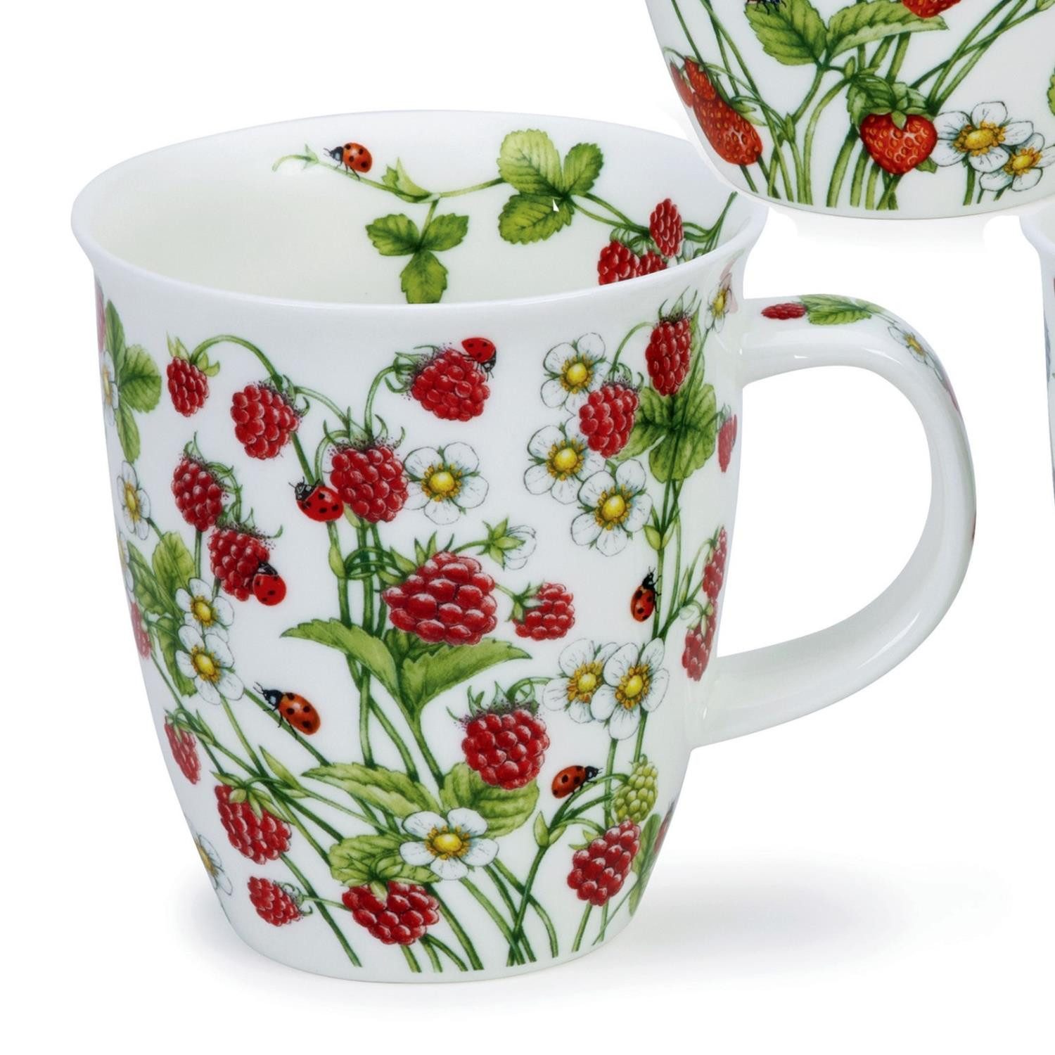formano Tasse Dunoon Nevis, Porzellan, Spülmaschinengeeignet, Weiß, Himbeeren, H: 11.5cm