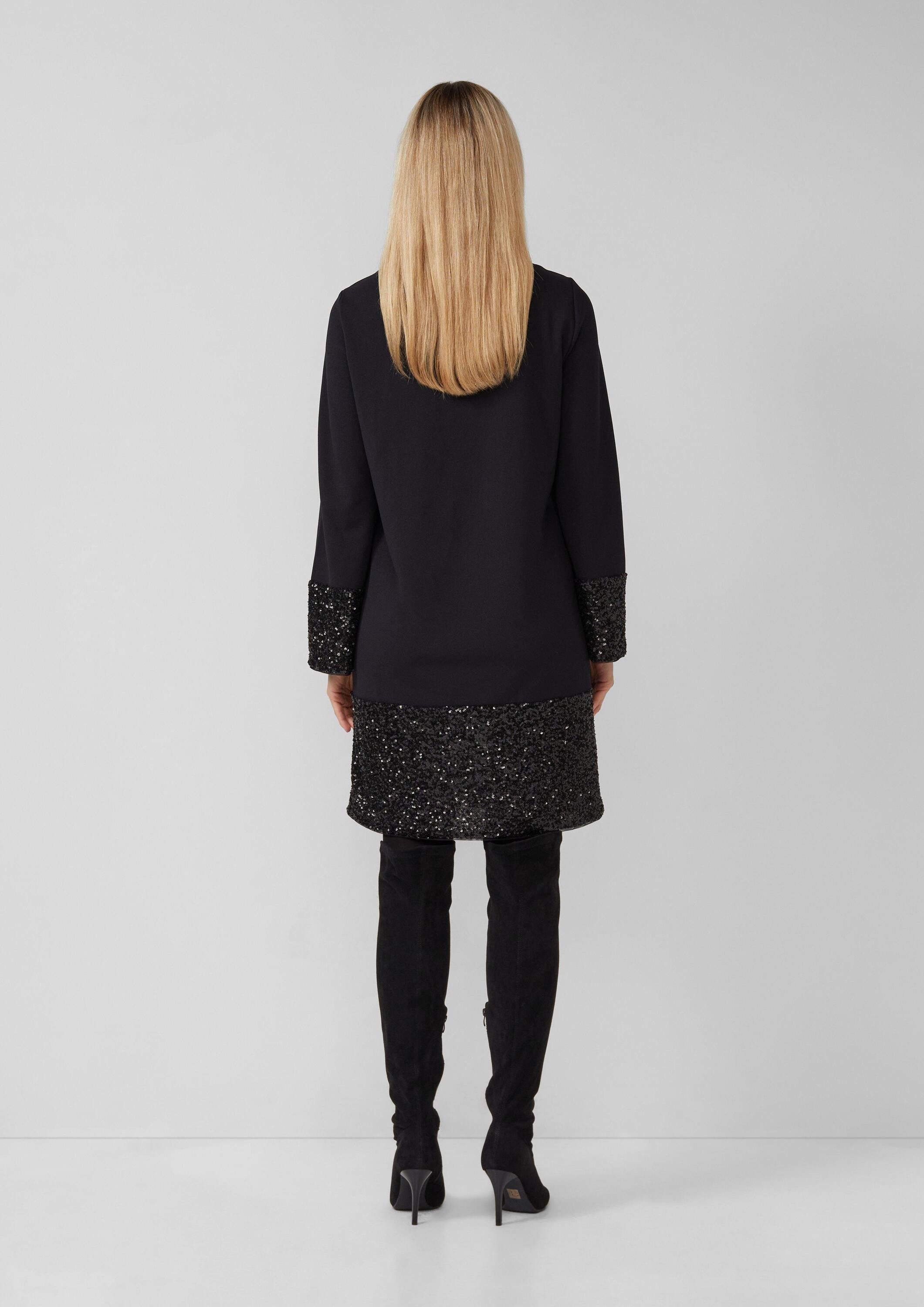 s.Oliver Midikleid Kleid Kurzes Kleid mit Pailletten am Saum
