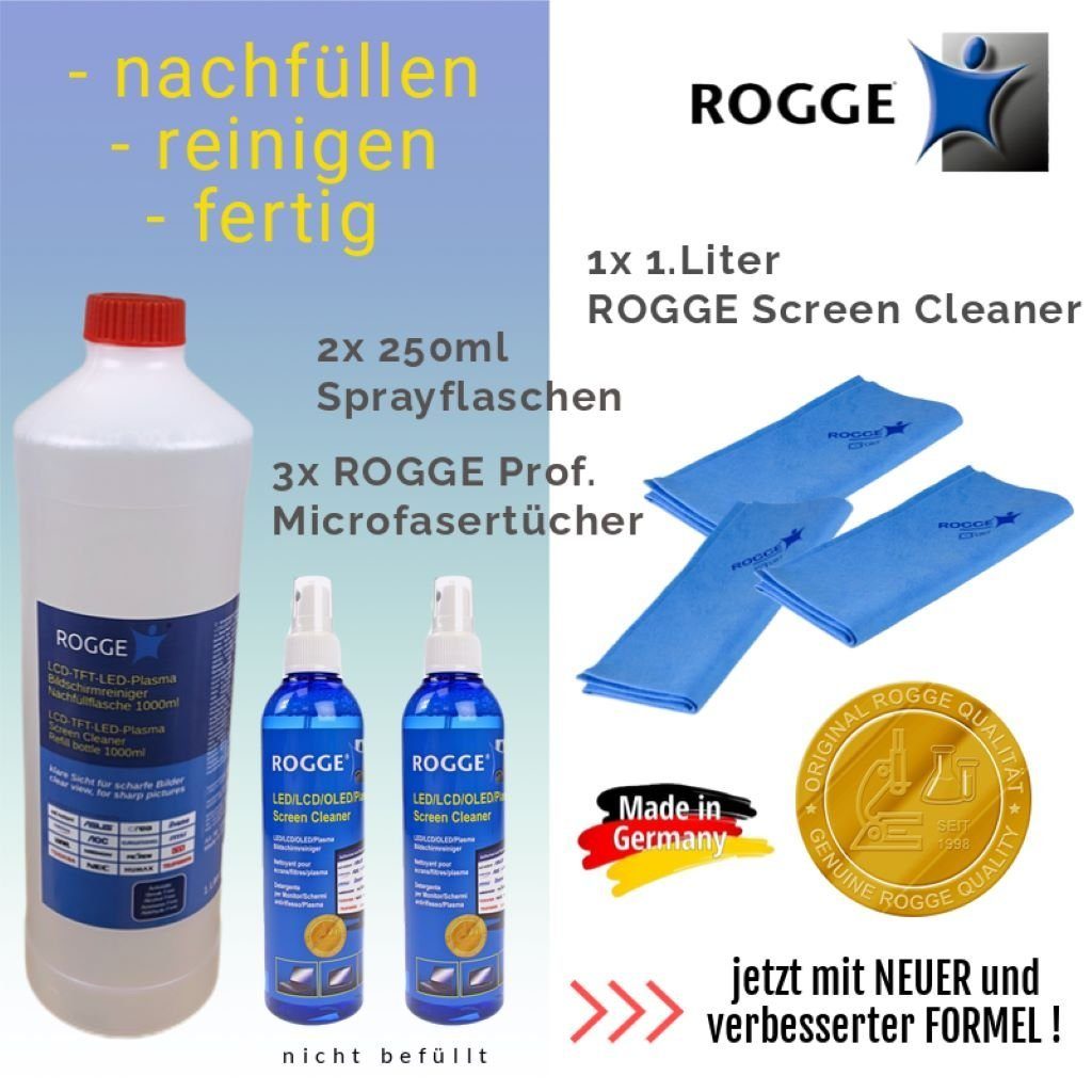 ROGGE Nachfüll Set - 1. Liter Screen Cleaner + GRATIS 2 Flaschen Pflegeset