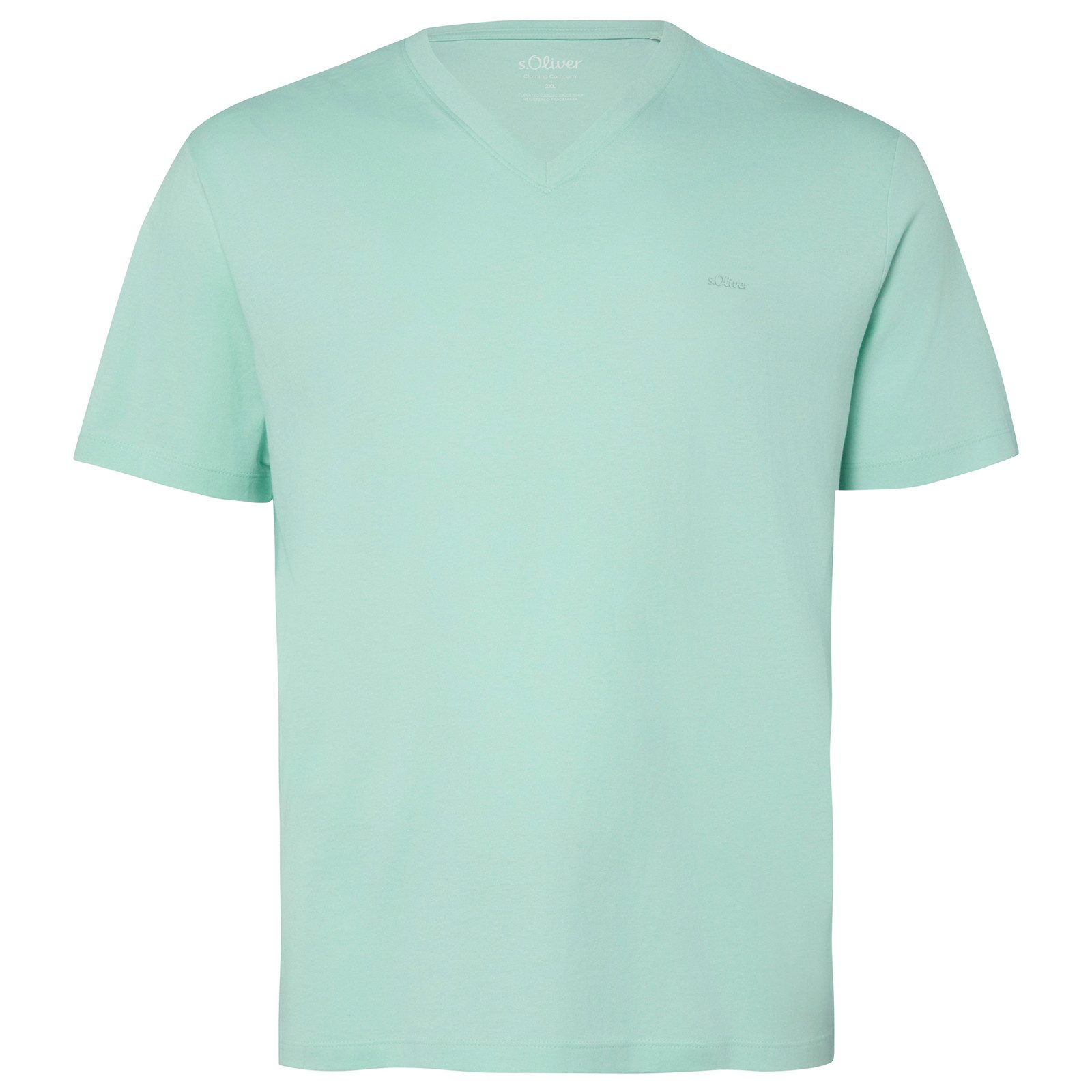 s.Oliver V-Shirt s.Oliver Basic-T-Shirt mintgrün V-Neck Übergrößen