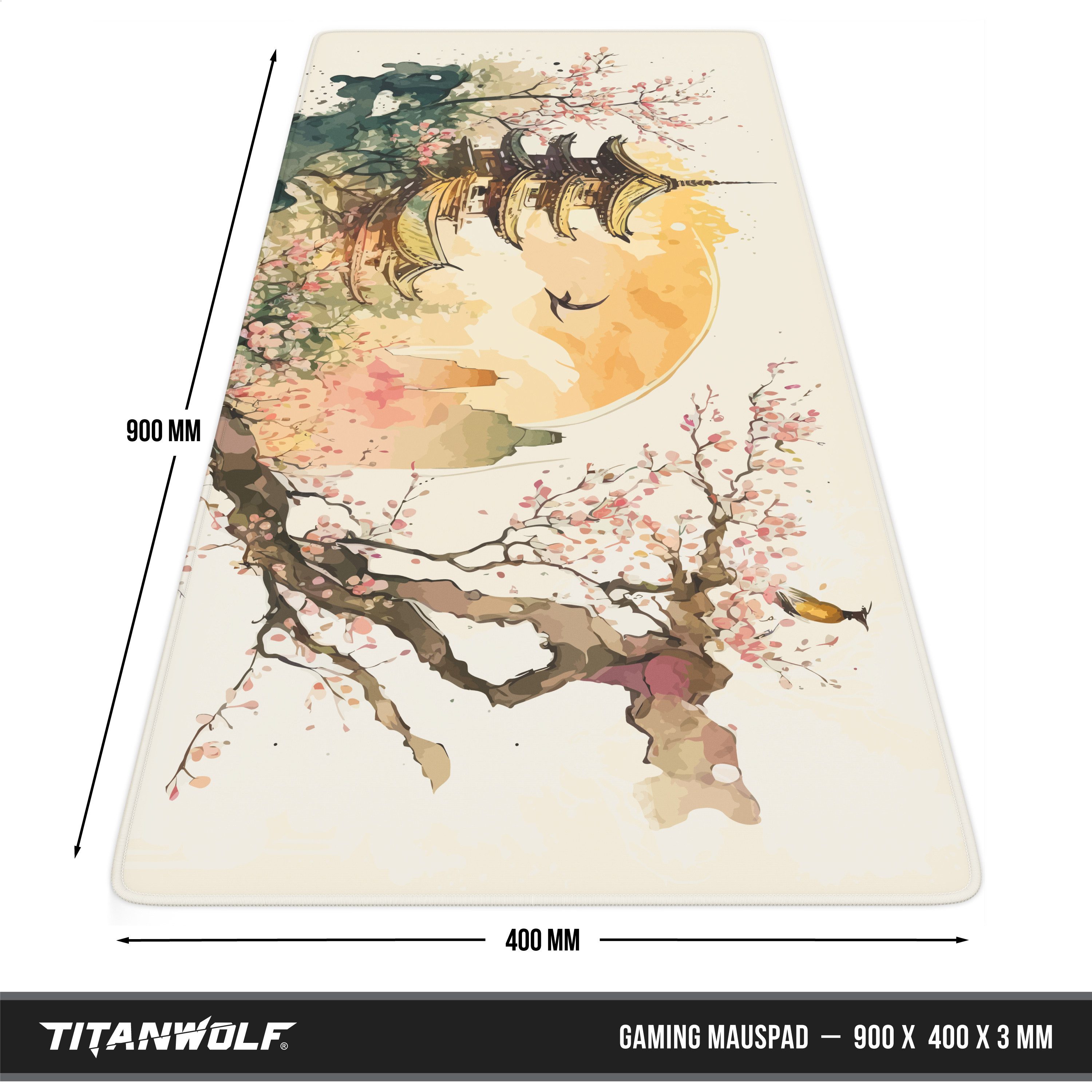 Titanwolf Gaming Mauspad XXL Speed Mousepad 900 x 400 x 3 mm, Schreibtischauflage, abwaschbar (1-St), rutschfest, Geschwindigkeit & Präzision, Japan Ink Paintin – Bild 2 von 5