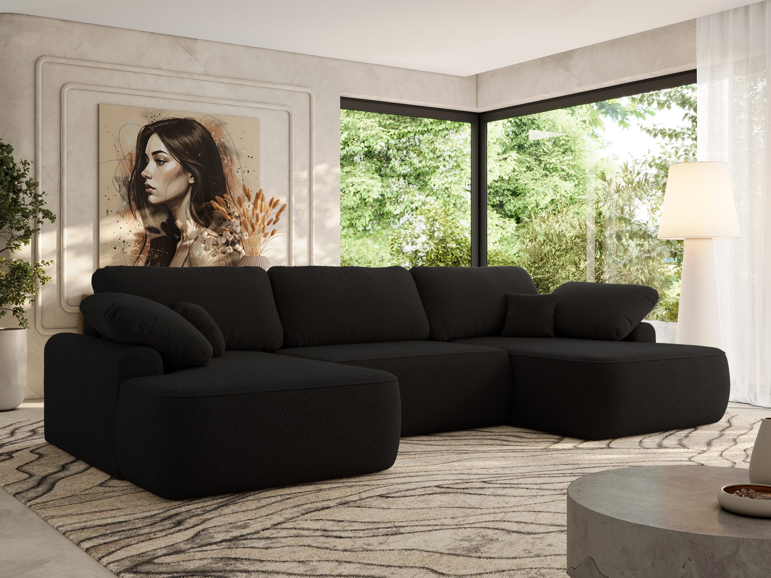 MKS MÖBEL Ecksofa CUBO U, Set, Wohnlandschaft U-Form, Wellenfedern, HR35-Schaum, form, Sofa big XXL, Bettkasten, Bettfunktion