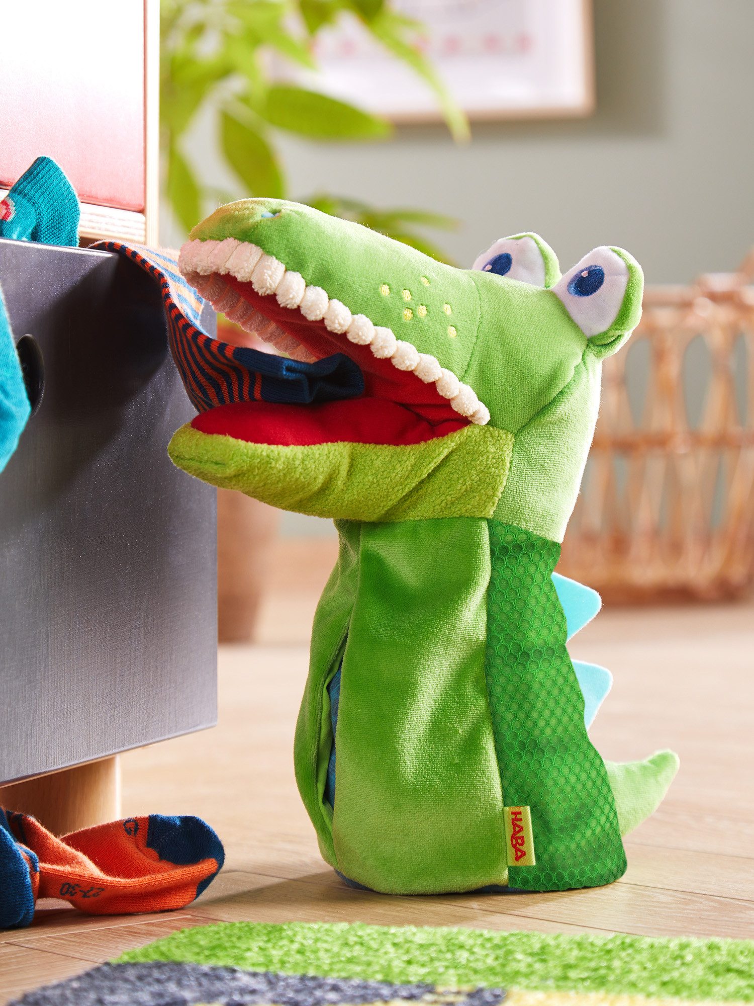 Haba Handpuppe Handpuppe Allesfresser Kroko, 26 cm, unisex neutral