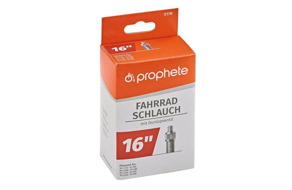 Prophete Fahrradschlauch Prophete Fahrradschlauch Ersatzschlauch 16x1,75 Dunlopventil 0178, (1-St)