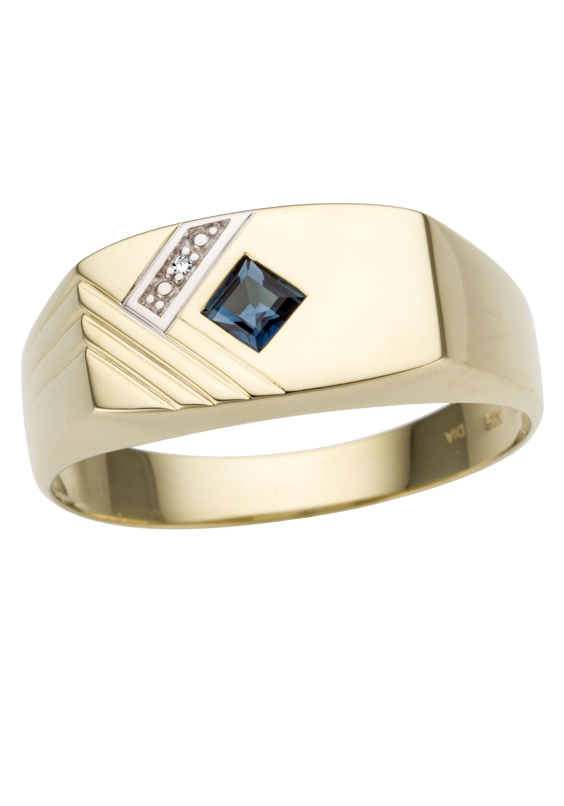 Bild von Firetti Diamantring glanz, bicolor, Diamantschnitte, mit Saphir und Brillant
