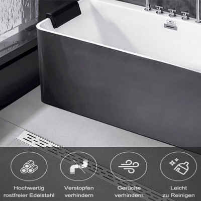 duschspa Duschrinne Edelstahl flach Duschablaufrinne Bodenablauf,Schlitz design Duschabläufe mit Siphon für bodengleiche Dusche, Komplettset