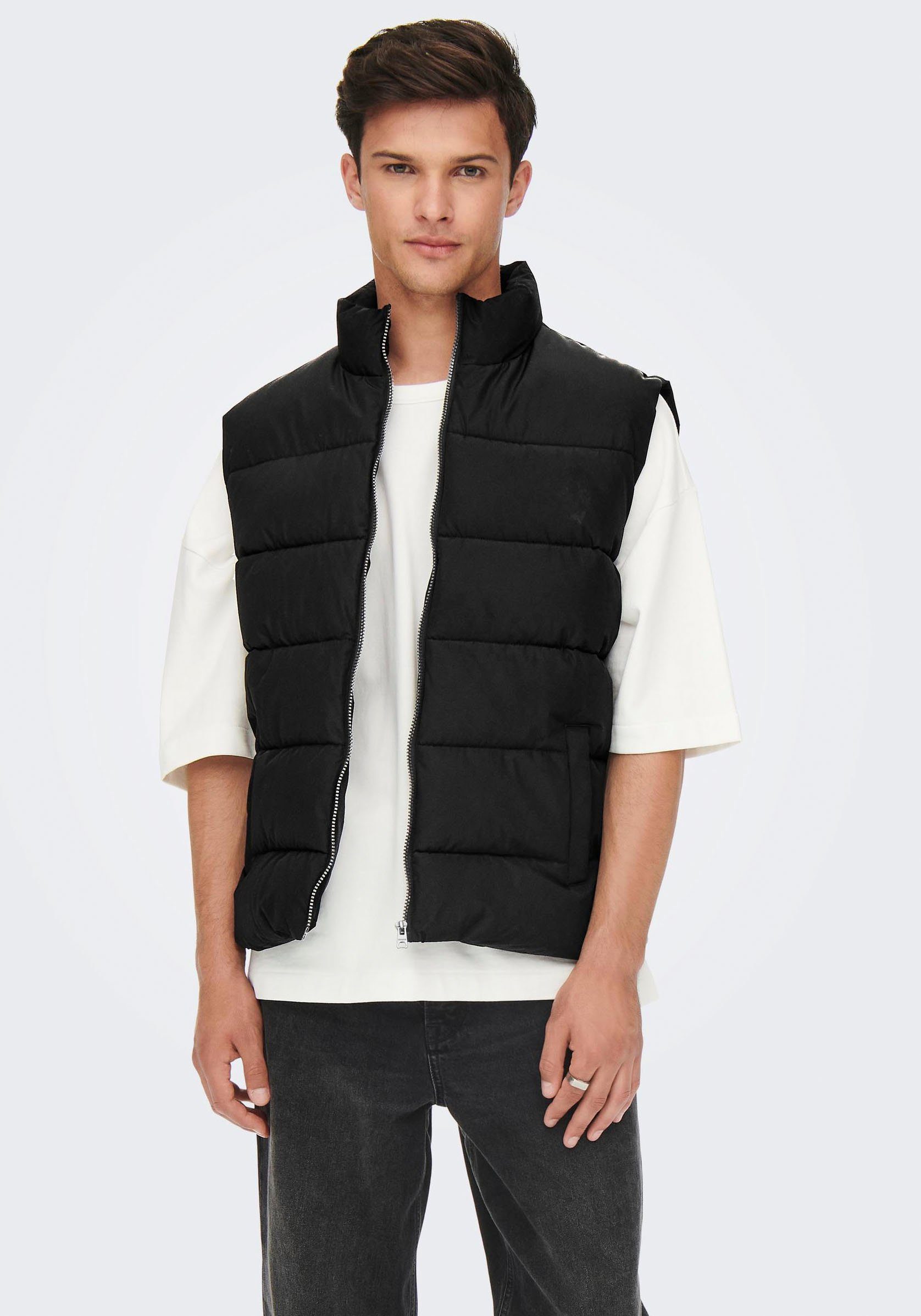 ONLY & SONS Futter Steppweste OTW ein LIFE ONSMELVIN für VEST angenehmes aus Tragegefühl VD, PUFFER Polyester