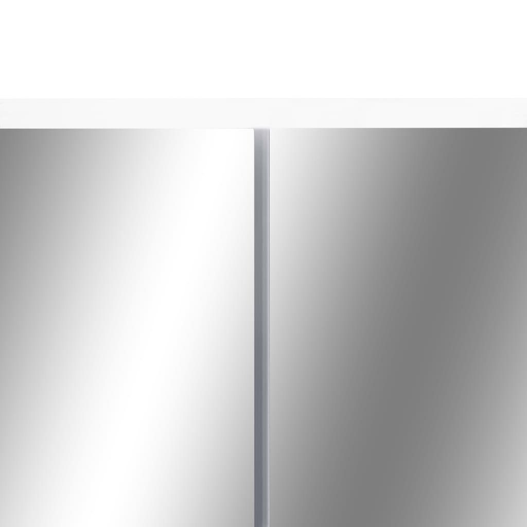 vidaXL Badezimmerspiegelschrank cm MDF LED-Bad-Spiegelschrank Weiß (1-St) 80x15x60