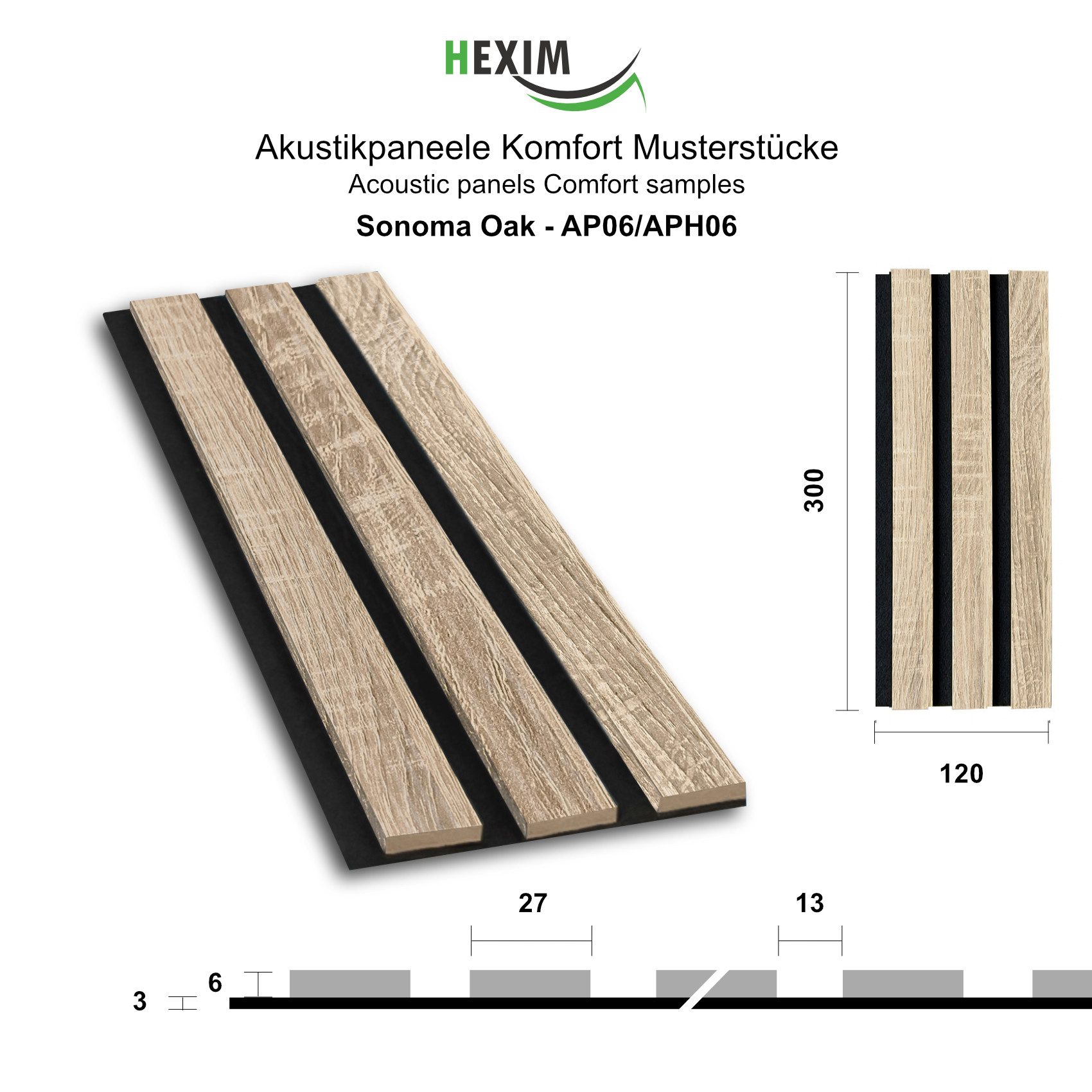Hexim Wanddekoobjekt Sonoma Oak (Akustikpaneele Musterstück günstig online kaufen