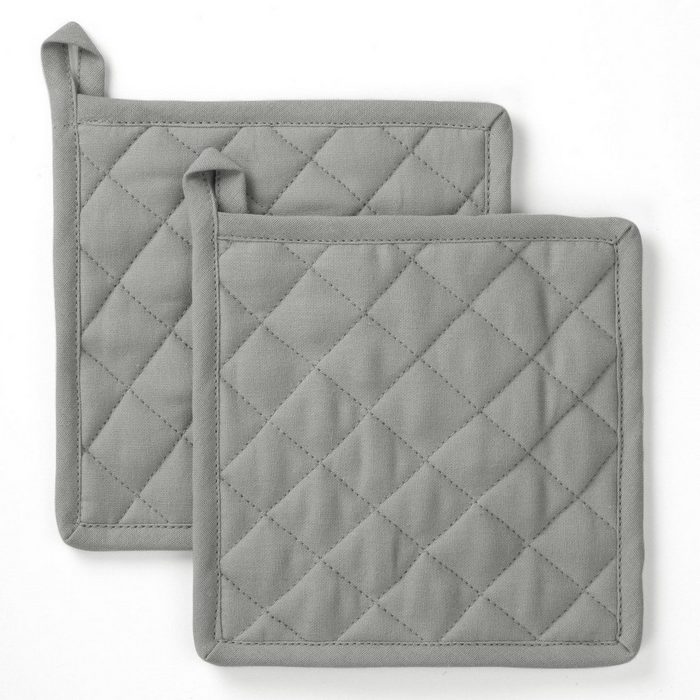 Byrklund Geschirrtuch Topflappen Stay Cold Grau - 2x 20x20 cm aus 100% Baumwolle Premium-Qualität - Vielfältig einsetzbares