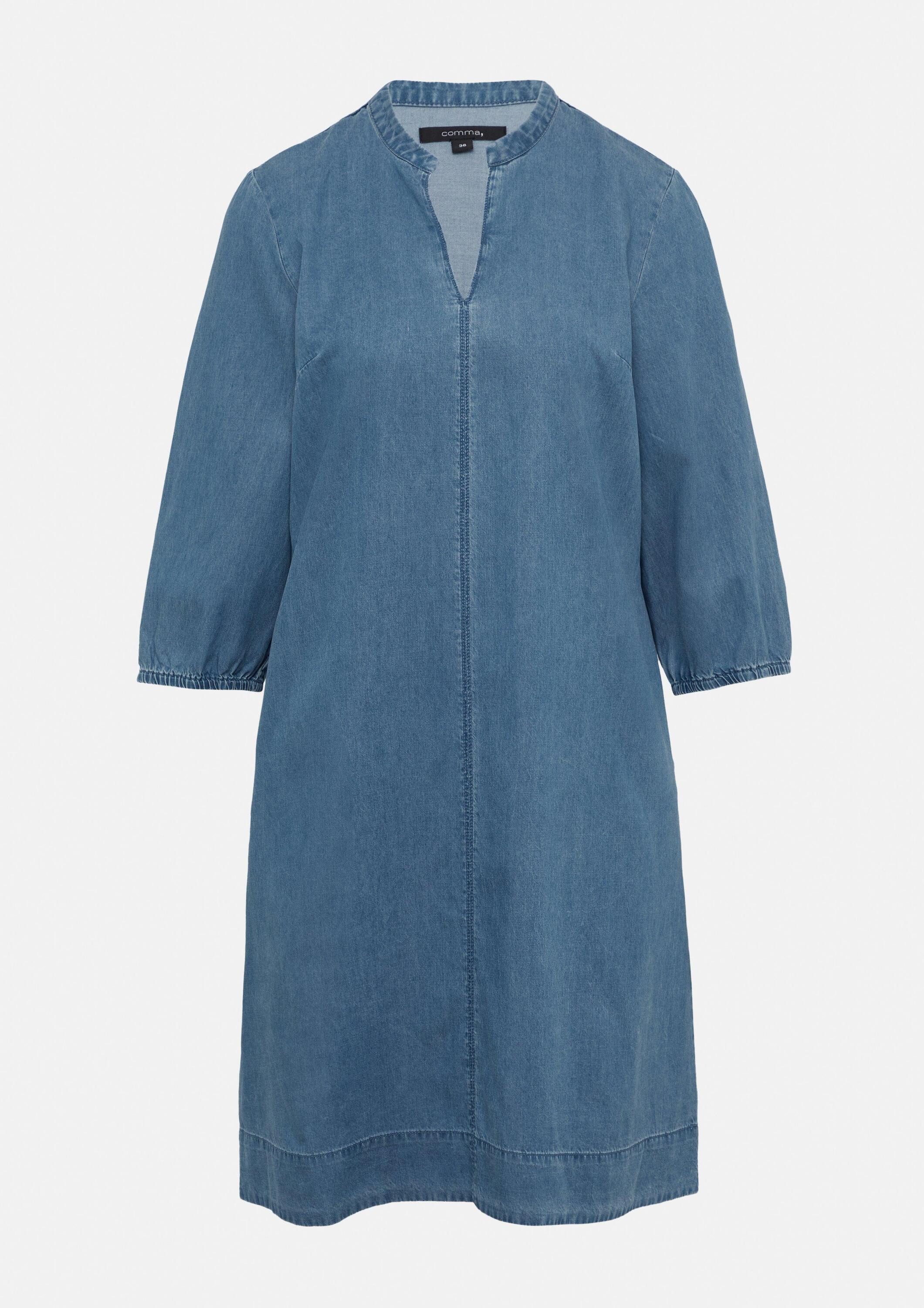 comma Minikleid Kleid Jeanskleid mit Eingrifftaschen aus fließendem Lyocellmix