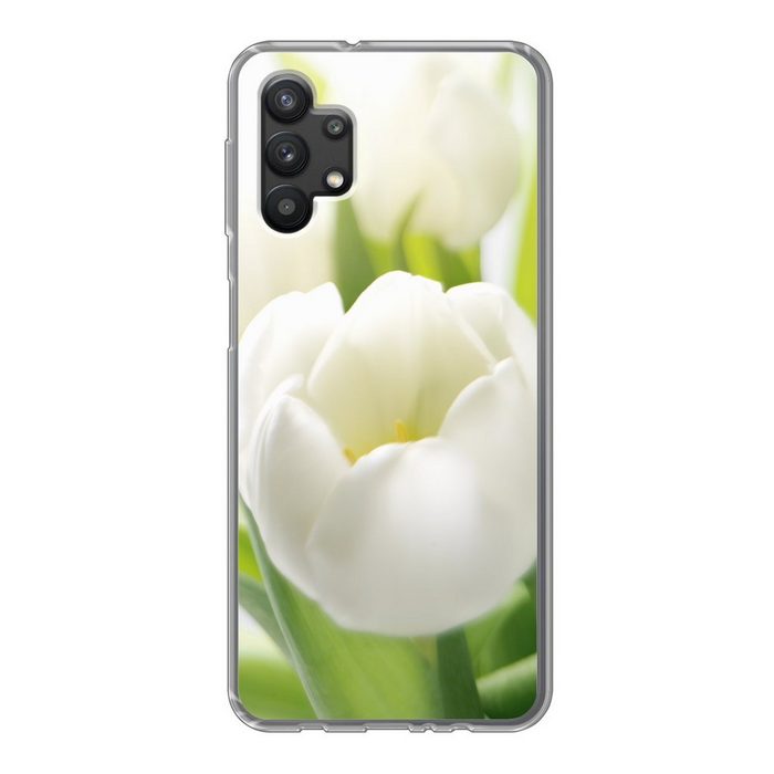 MuchoWow Handyhülle Nahaufnahme einer weißen Tulpe Handyhülle Samsung Galaxy A32 5G Smartphone-Bumper Print Handy