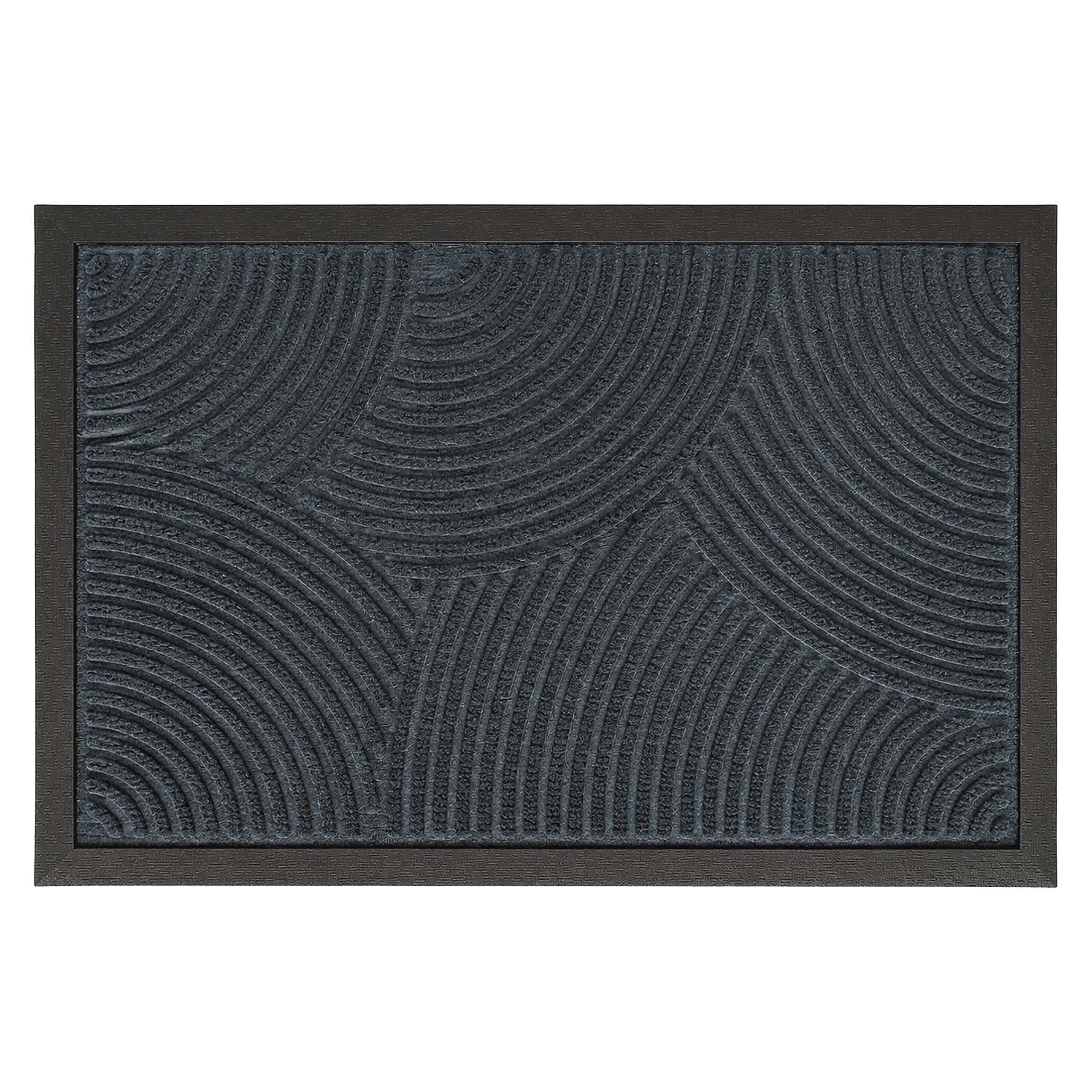 relaxdays Fußmatte Polypropylen mit Rillen, Rechteckig, Höhe: 10 mm, Wellen Grau, 60 x 40 cm