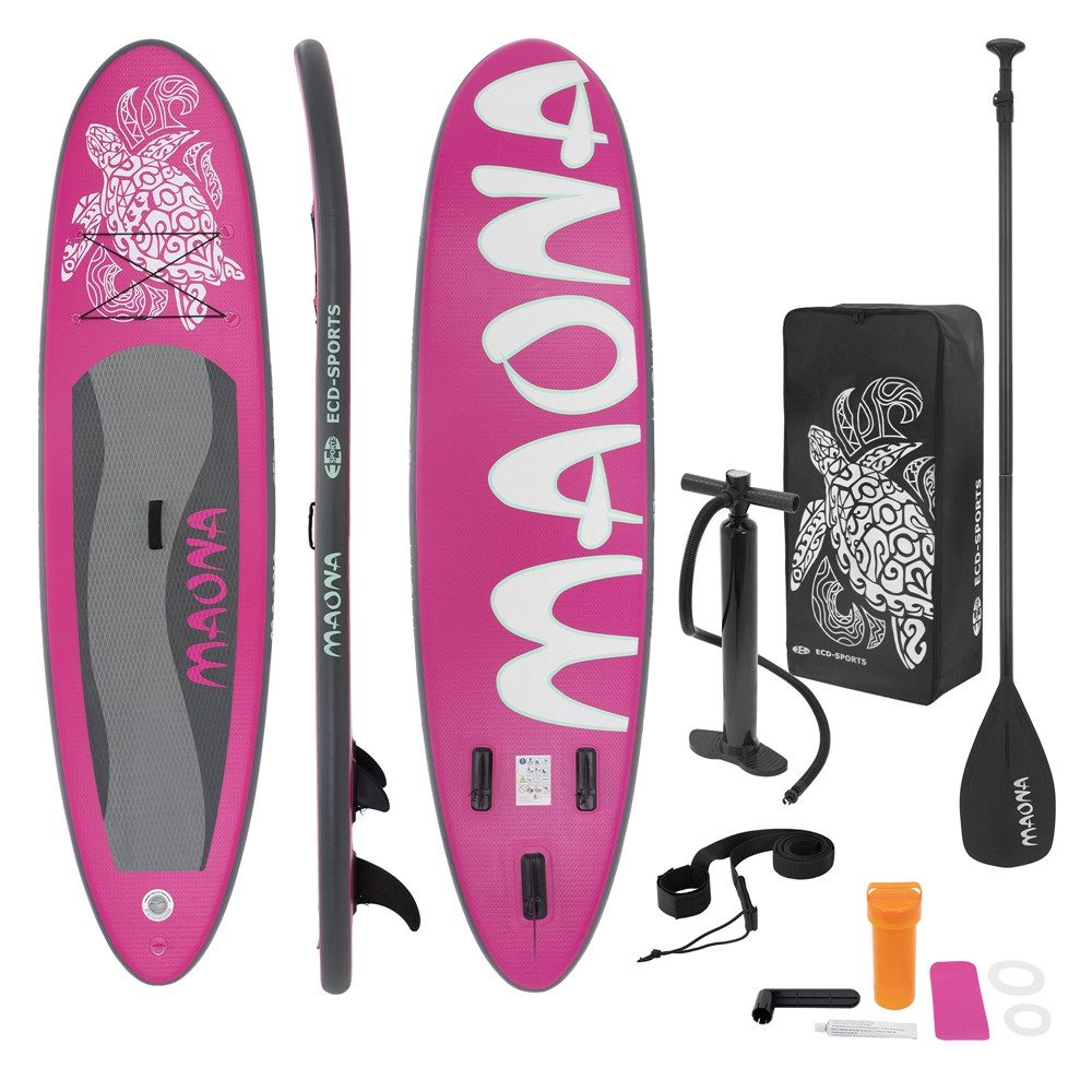 ECD Germany SUP-Board Stand Up Paddle Board aus PVC Maona Paddling Board, Stand-Up Paddle-Board, 308 cm SUP 120 kg rosa aufblasbar 10 cm Drop-Stitch inkl Zubehör