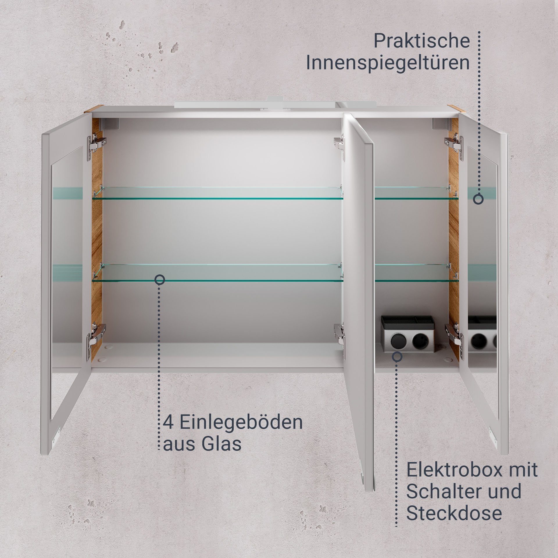 FACKELMANN Spiegelschrank B.Brillant Spiegelschrank – viel Stauraum & LED-Beleuchtung