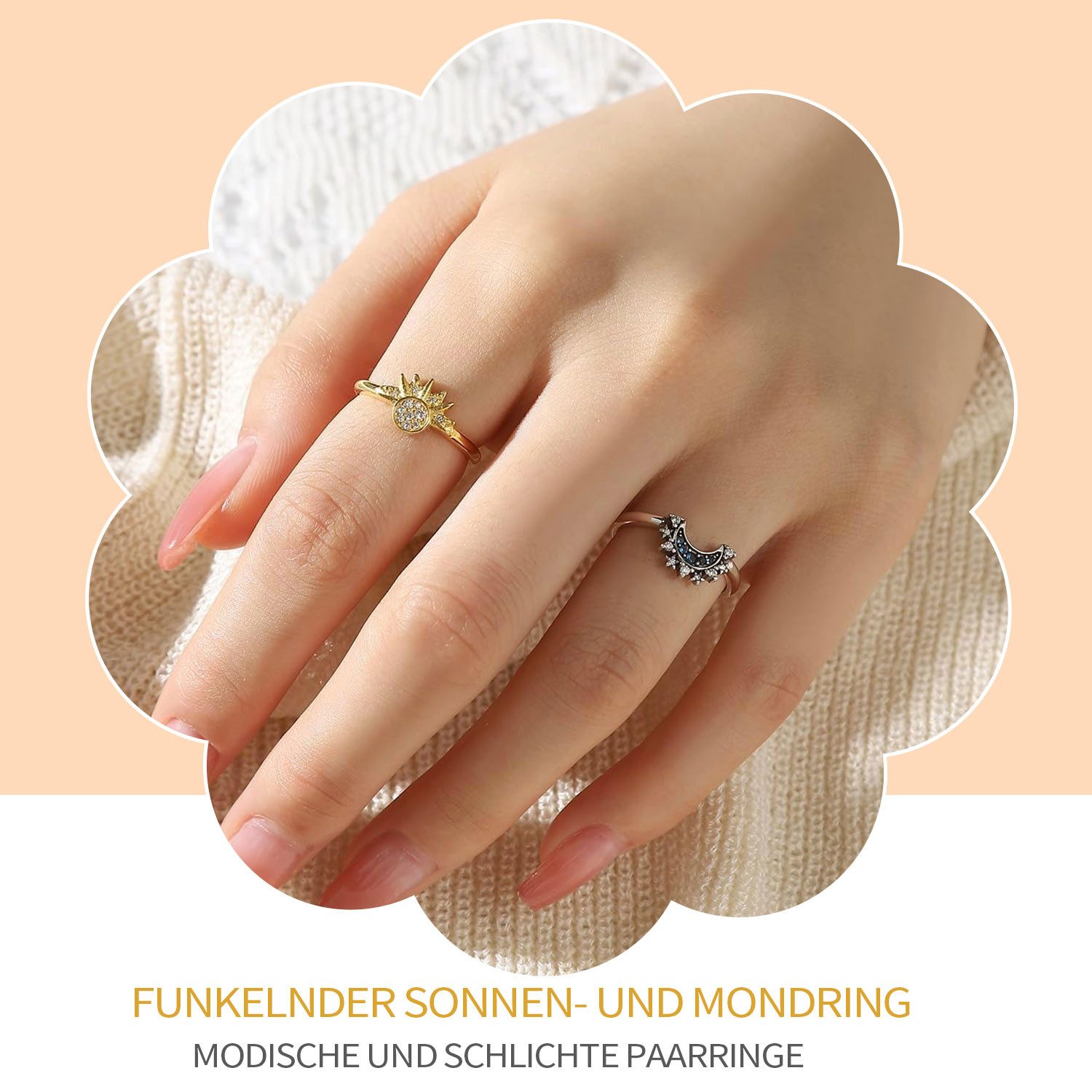 Refttenw Fingerring Paarring Set Sonne & günstig online kaufen