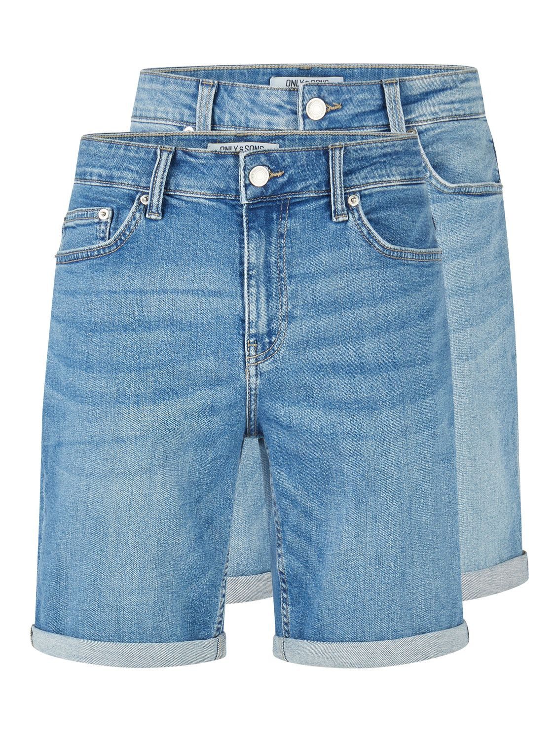 ONLY & SONS Jeansshorts Herren Шорты ONSPLY 2er Pack Regular Fit Бермудыhorts mit Stretch