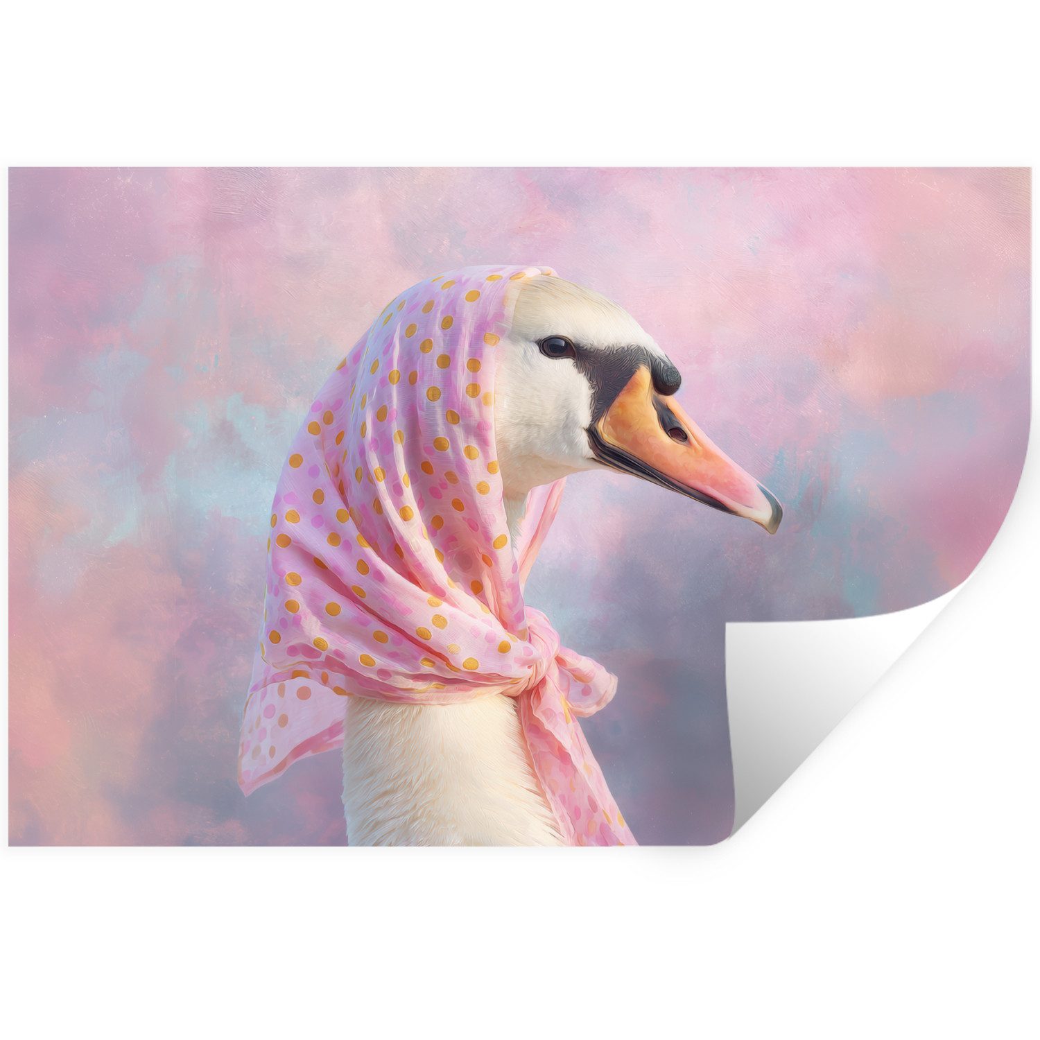MuchoWow Wandsticker Schwan - Halstuch - Pastellwolken (1 St), Wanddeko, Aufkleber, Wandtattoo, 120x80 cm