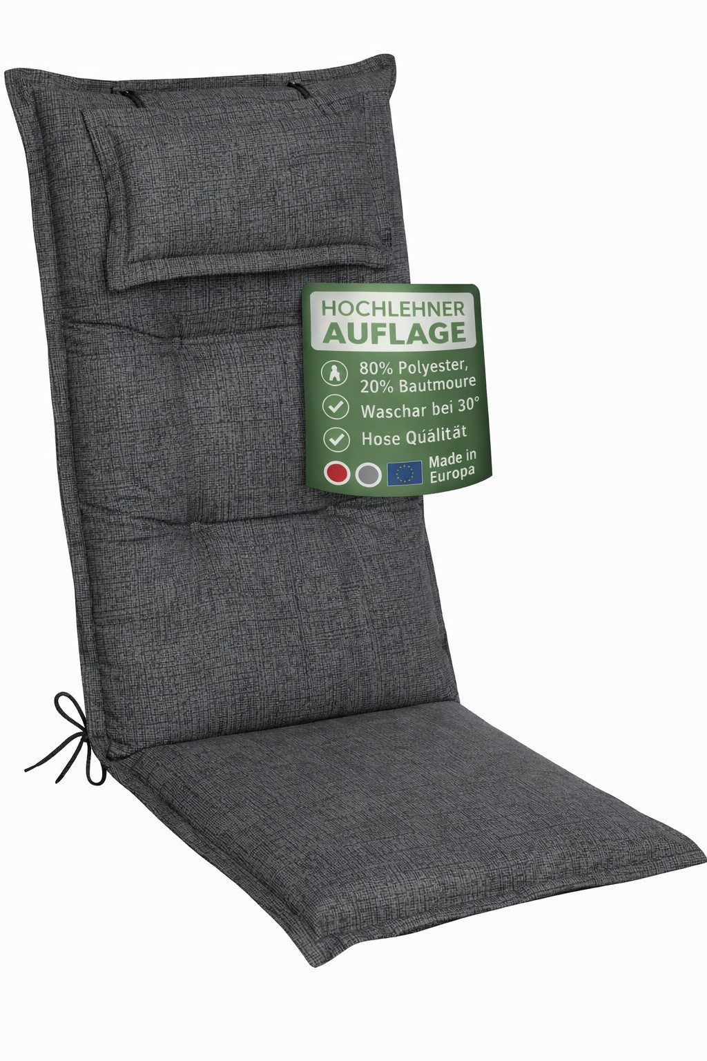 DILUMA Hochlehnerauflage Hochlehner Auflage Florence mit Kopfpolster 120x50x8 cm, (1 St)