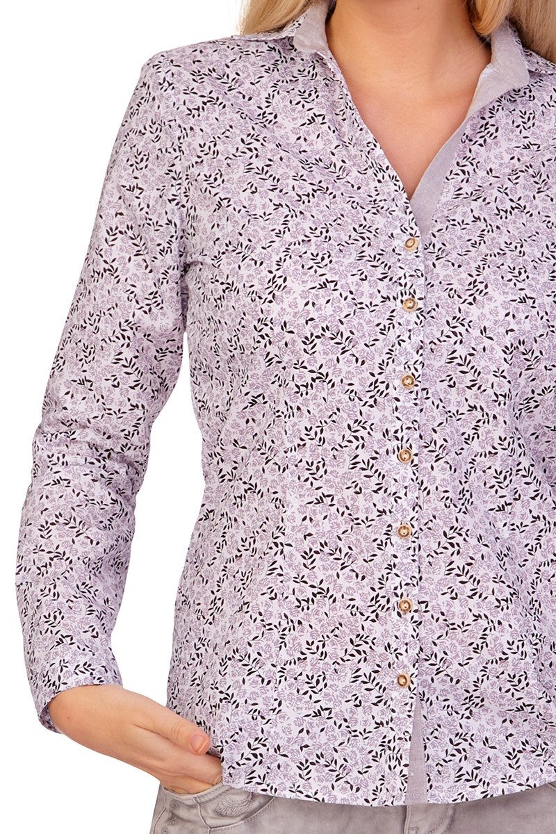 Orbis Textil GmbH & Co. KG Trachtenbluse Trachtenbluse - CALLIDA - weiß/blau, weiß/grau