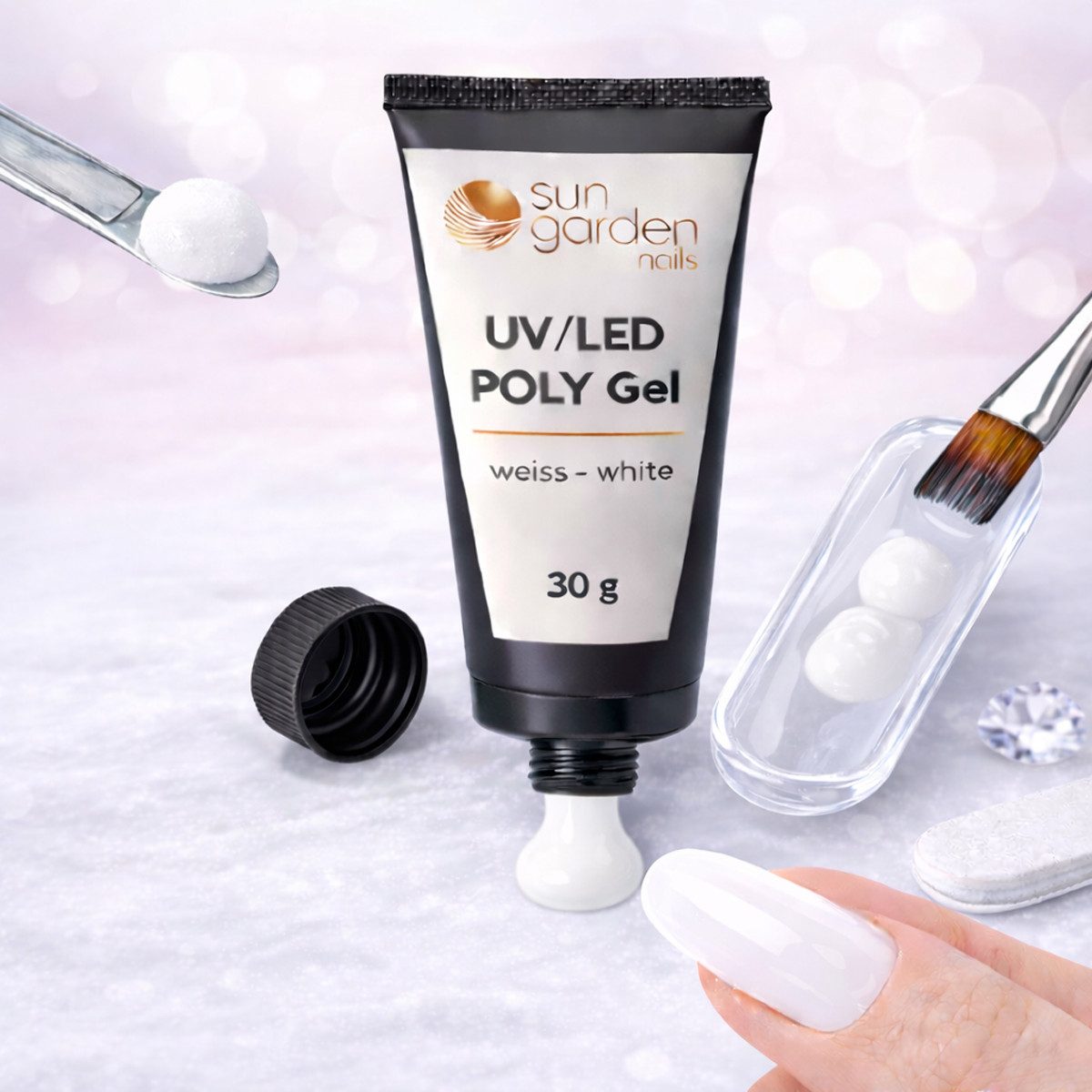 Sun Garden Nails UV-Gel UV Poly Gel - Weiss 30 g, 1-tlg., Extreme Dickviskoses Gel