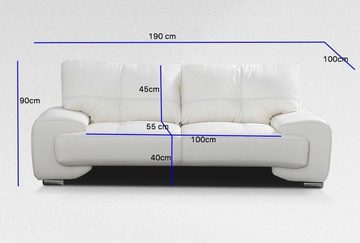 MOEBLO Sofa LORENTO 2-Sitzer, Kleiner 2-Sitzer Design Sofa 2er Büro Kunstleder Sofagarnitur Couch, - (BxHxT): 190x90x100 cm