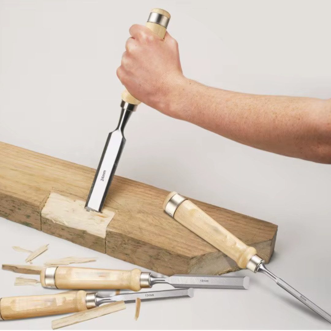 RACEL Stechbeitel Stechbeitel Set 4tlg 6‑24 mm Holzbeitel Stemmeisen Schnitzmesser, (Set, 4-tlg., Set), Scharf, präzise