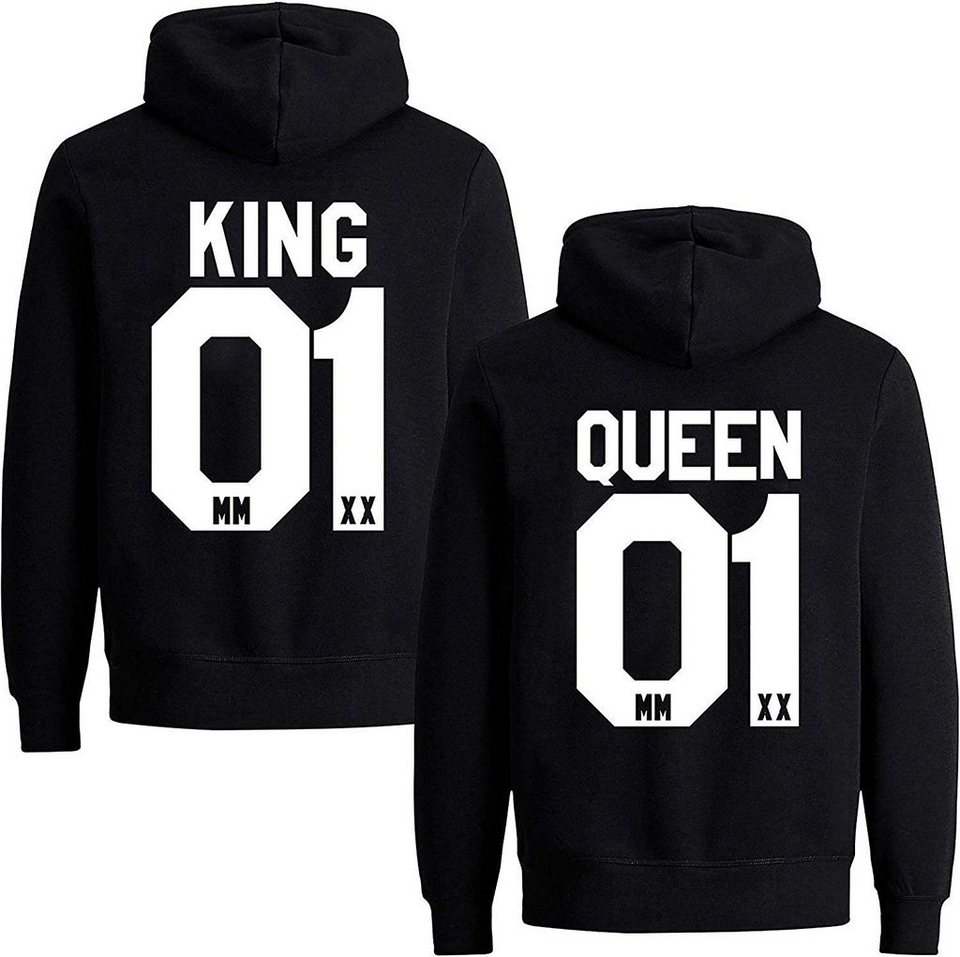 Couples Shop Kapuzenpullover KING & QUEEN Hoodie Pullover Set mit modischem  Print