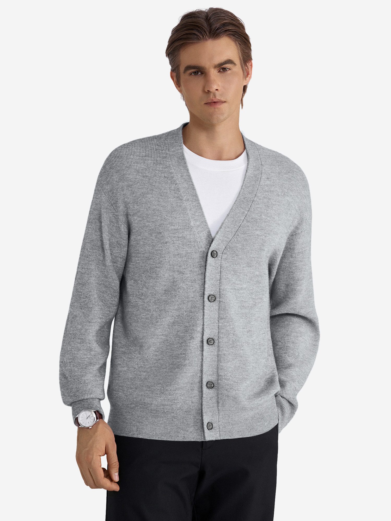VANTORY Strickjacke Herren Cardigan mit V-Ausschnitt (Packung, 1-tlg., 1per-Pack) mit Knopfleiste