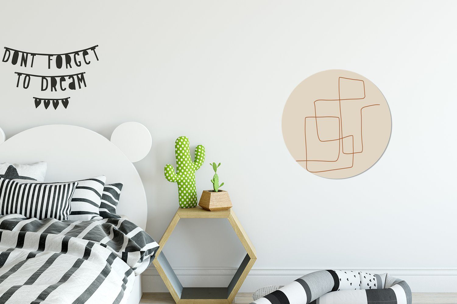 Abstrakt Tapetenaufkleber, Wandsticker MuchoWow Tapetenkreis - Wohnzimmer (1 Design St), Kinderzimmer, Rund, für - Linien