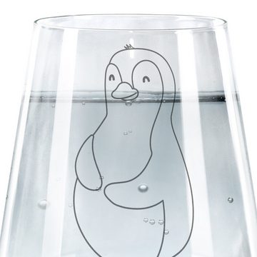 Mr. & Mrs. Panda Glas Pinguin Diät - Transparent - Geschenk, Körperliebe, Wasserglas, kugel, Premium Glas, Hochwertige Lasergravur