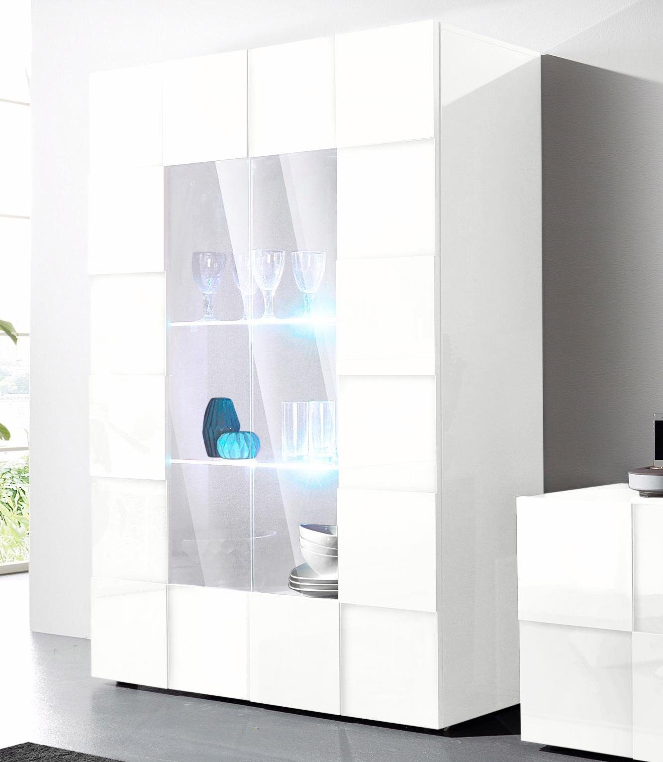 Home affaire Vitrine Dama Höhe 166 cm, Breite 121 cm, Stauraumvitrine mit 2 Türen, Standvitrine - Front in 3D-Optik, viel Stauraum, verschiedene Farben