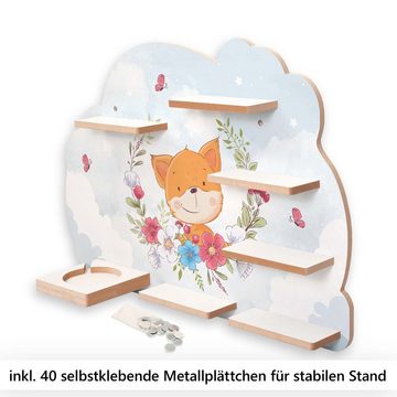 Kreative Feder Wandregal MUSIKBOX-REGAL Fox & Flowers, für TONIE-BOX und TONIES inkl. 40 Metallplättchen
