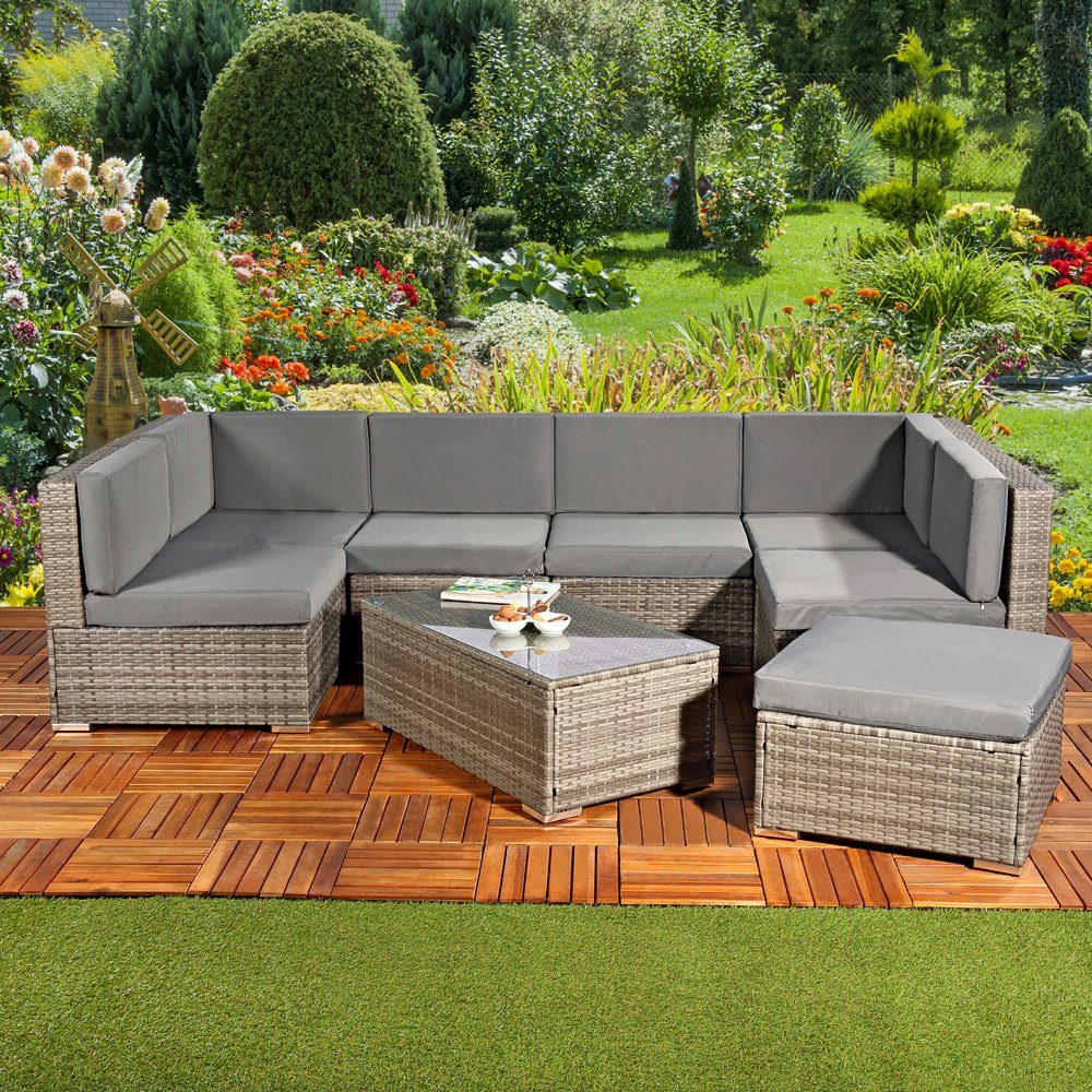 Feel2Home Garten-Essgruppe Gartensitzgruppe Terrassenmöbel Polyrattan Loung günstig online kaufen