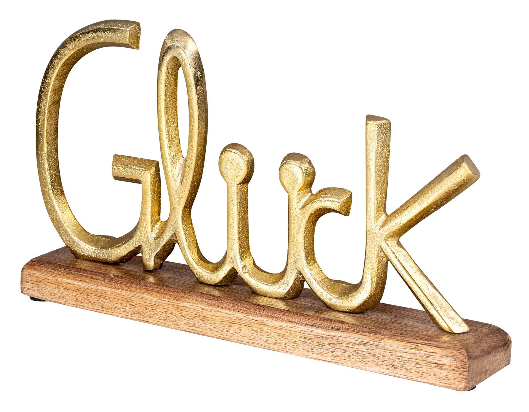 Schriftzug L30cm Holz Deko Glück Metall Levandeo® Deko-Schriftzug, Gold Tischdeko Mango