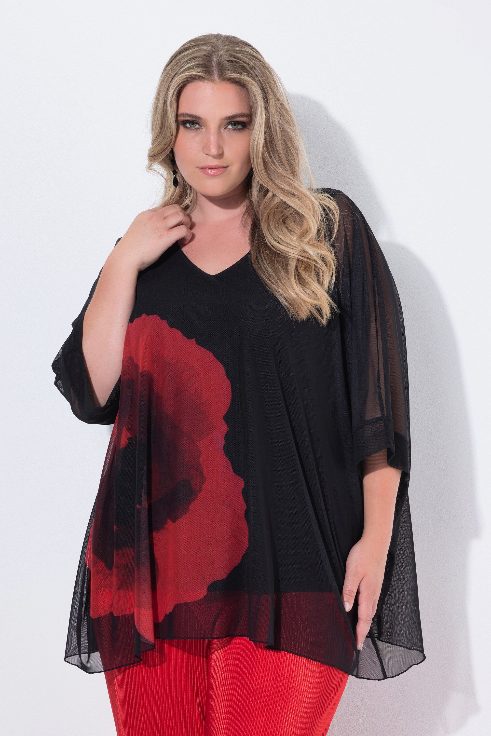 MIAMODA Druckbluse Mesh-Bluse oversized Blumendruck günstig online kaufen