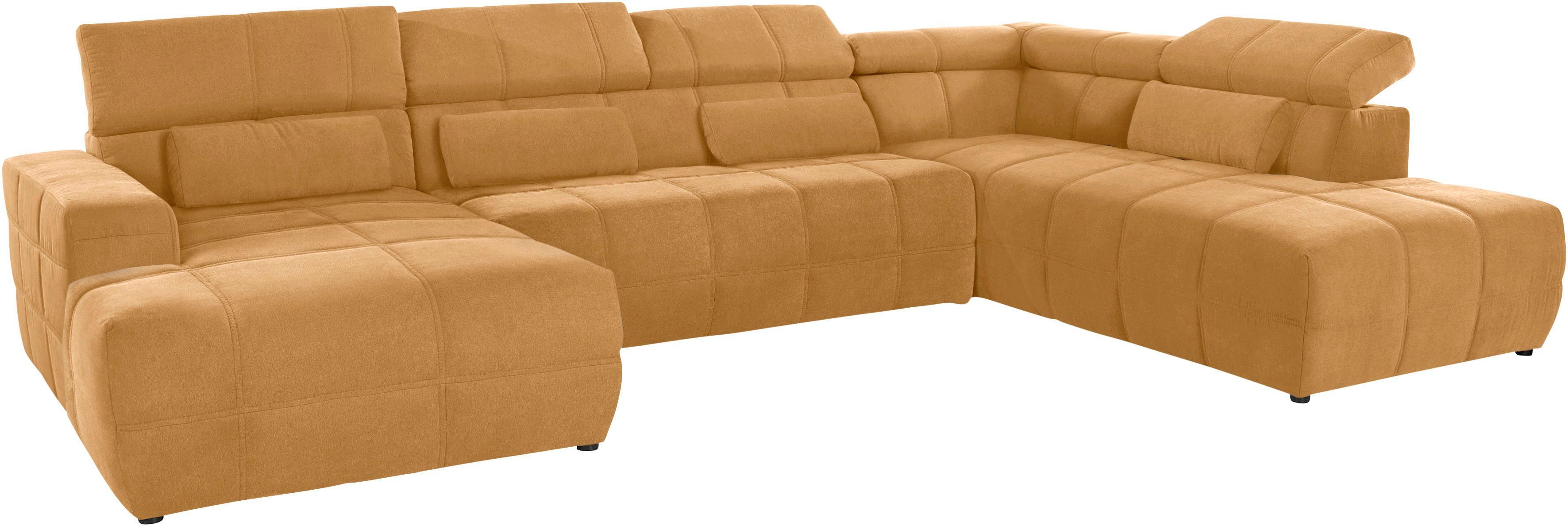 DOMO collection Wohnlandschaft BRANDON whlw. mit Sitztiefenverstellung, whlw. Nierenkissen, mit Kopfteilverstellung, wahlweise Sitztiefenverstellung, U-Form