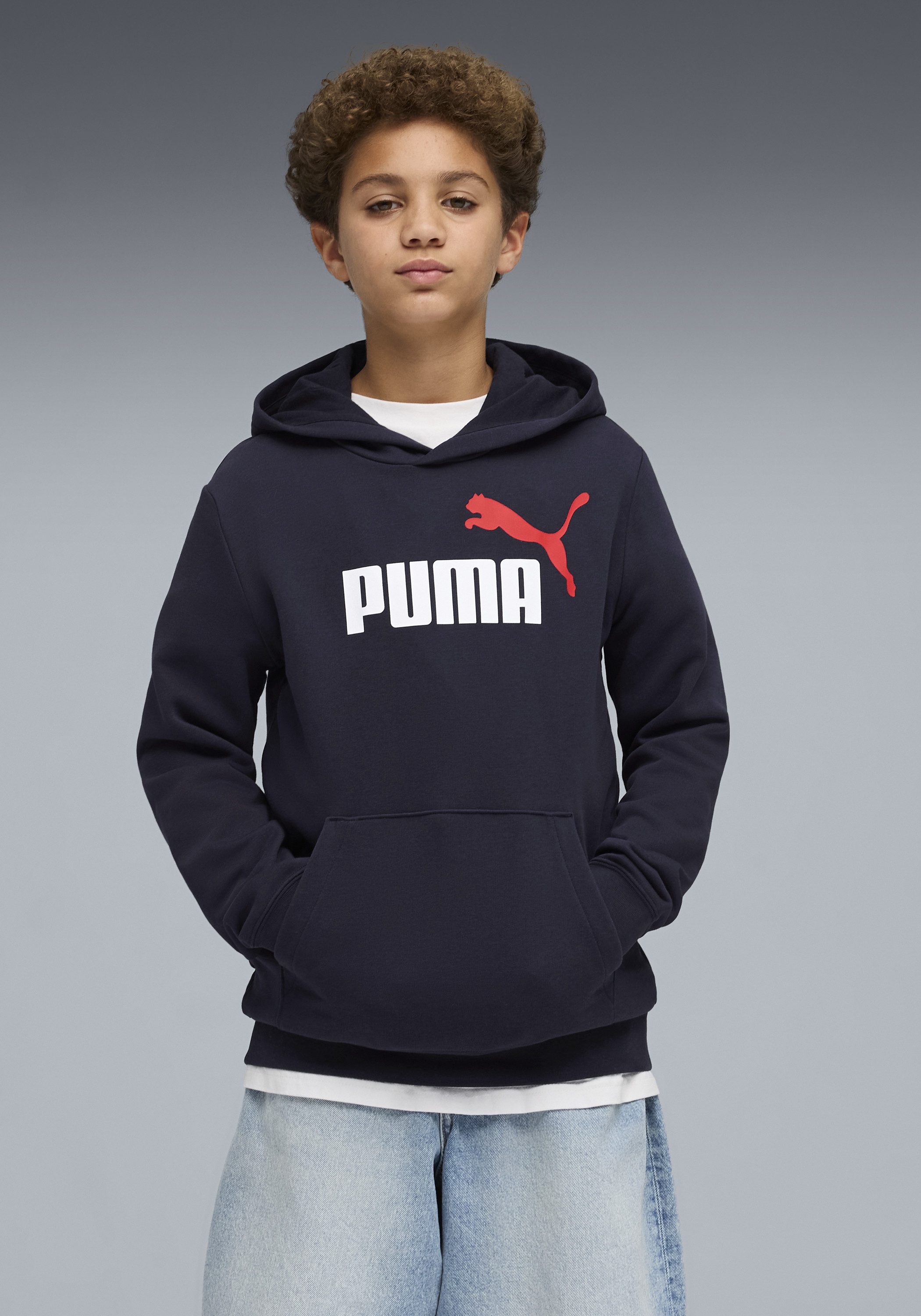 PUMA Kapuzensweatshirt ESS 2 COLOR NO.1 LOGO HOODIE TR B für Jugendliche, mit Print-Applikation, mit Kängurutasche