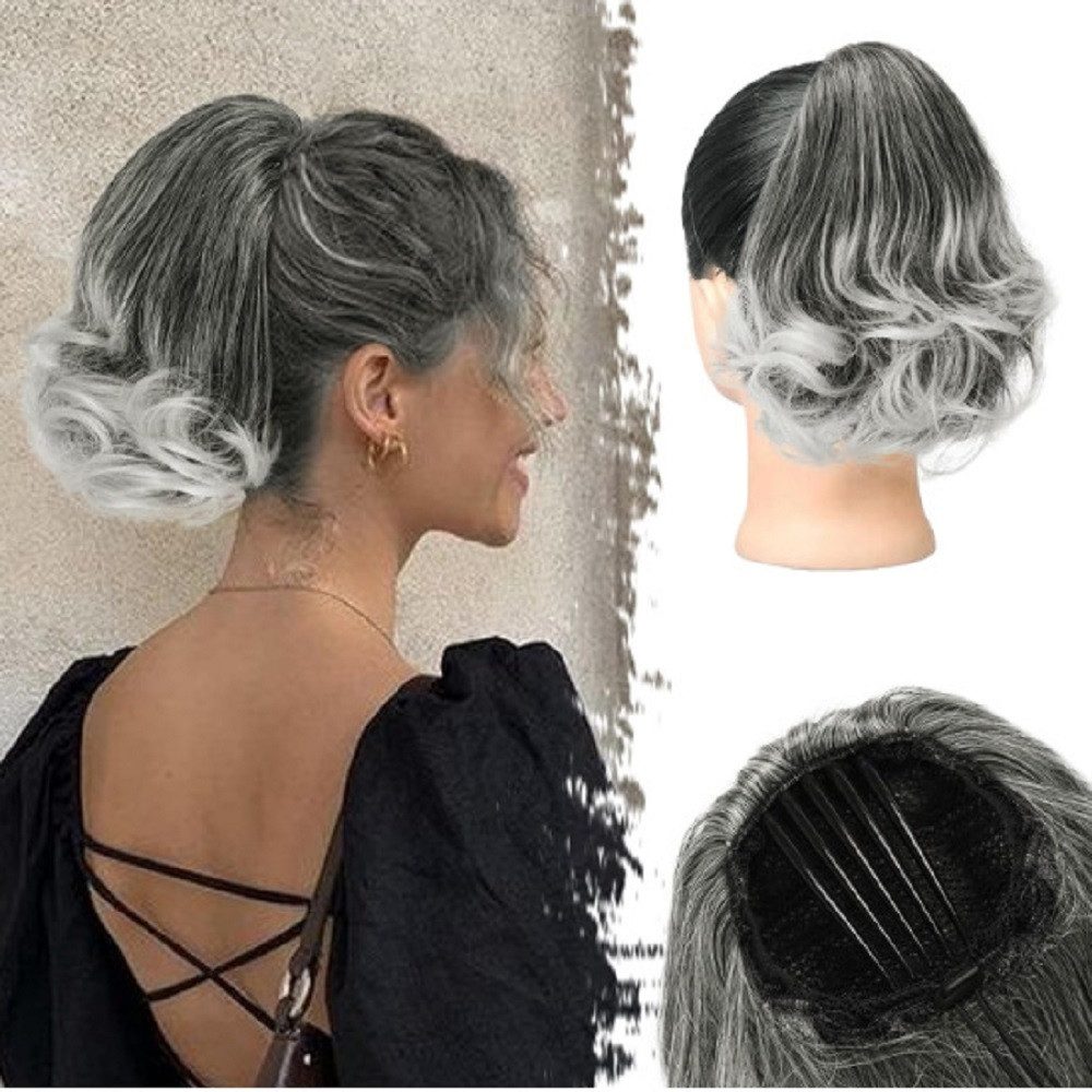 Refttenw Kunsthaarperücke Pferdeschwanz Haarteil mit Kordelzug Kurzes Wellige Ponytail Парики, 25cm Hitzebeständige Haar