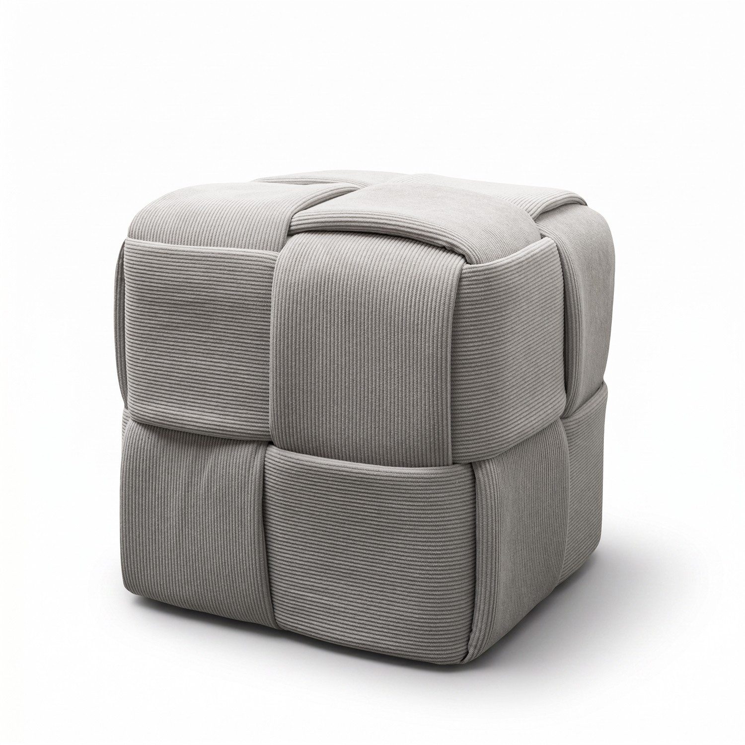 Lookway Pouf Pouf CUBETTO aus Cordstoff in geflochtener Form