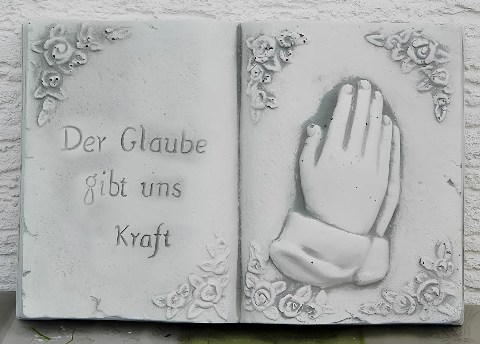 Xlmoebel Dekofigur Grabfigur aus Stein mit Glaubenssymbol für Trost (Artikel s111028), Hergestellt in Europa