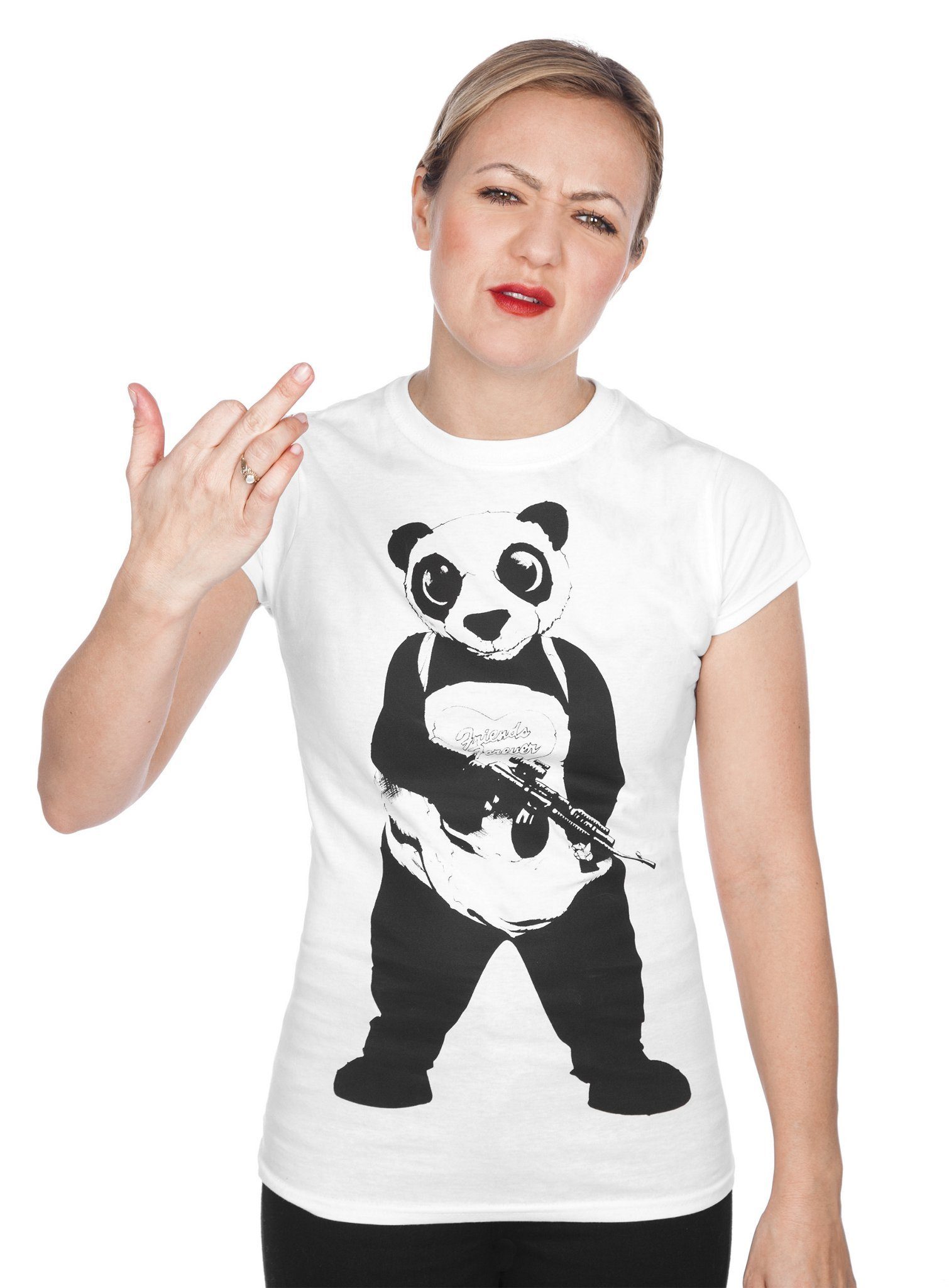 Metamorph Kostüm Girlie Shirt Panda