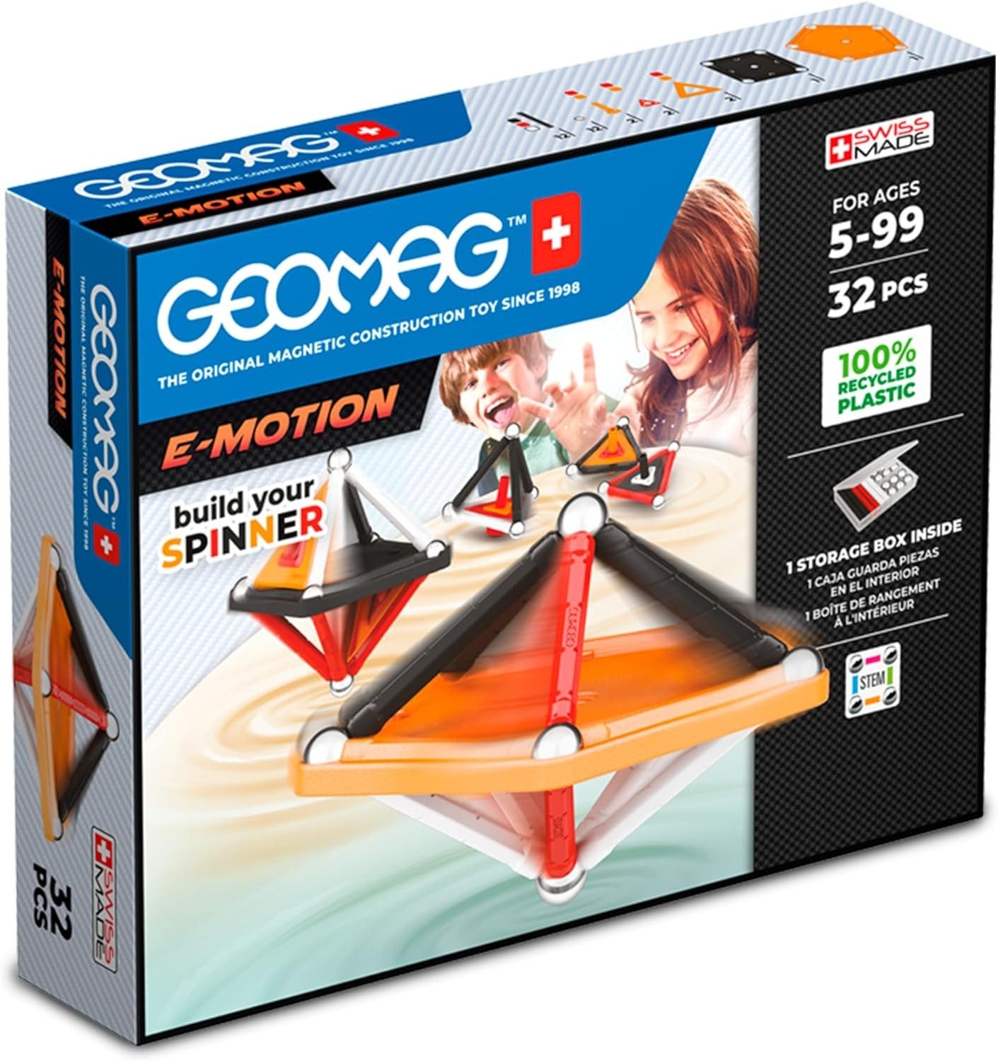 Geomag™ Lernspielzeug 038 mit Platten, Magnetstäben und Kugeln. 32tlg. Magnetismus (Platten (Panels), Magnetstäbe, Kugeln, 32-St), Magnetisch. Erweiterbar. Rotierend