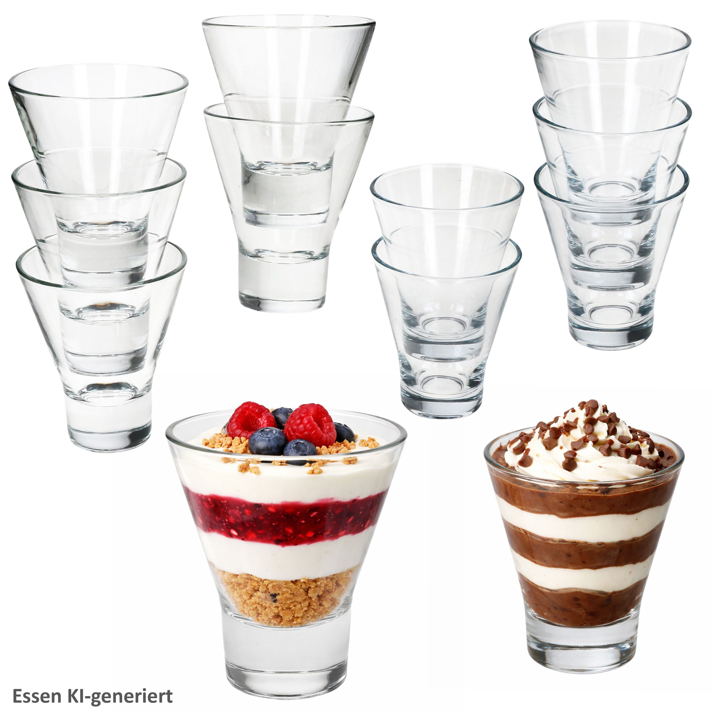 MamboCat Dessertschale MamboCat YPSI 12x Dessertgläser Glas 150ml&170ml Dessert Snacks Shots, Glas
