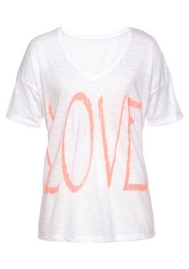 Vivance V-Shirt mit Neonprint, T-Shirt, Strandshirt in lockerer Passform