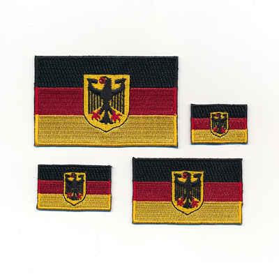 hegibaer Aufnäher 4 Deutschland Flaggen Adler Berlin Patch Aufnäher Aufbügler Set 1245, (4-tlg., Größen ca. 30 x 20 mm - 40 x 25 mm - 60 x 35 mm und 80 x 50 mm)