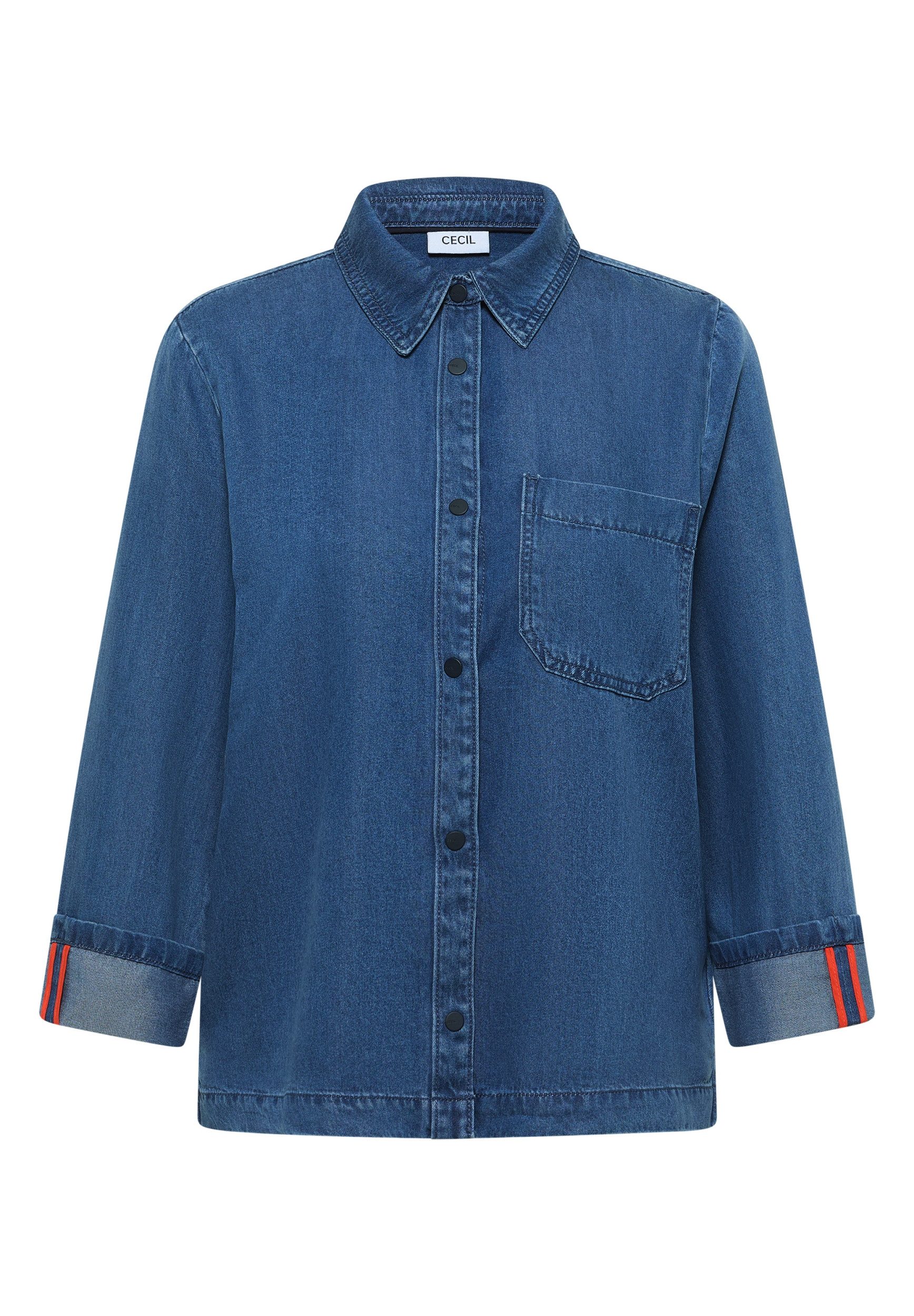 CECIL Langarmbluse Washed Denim Look Blouse günstig online kaufen