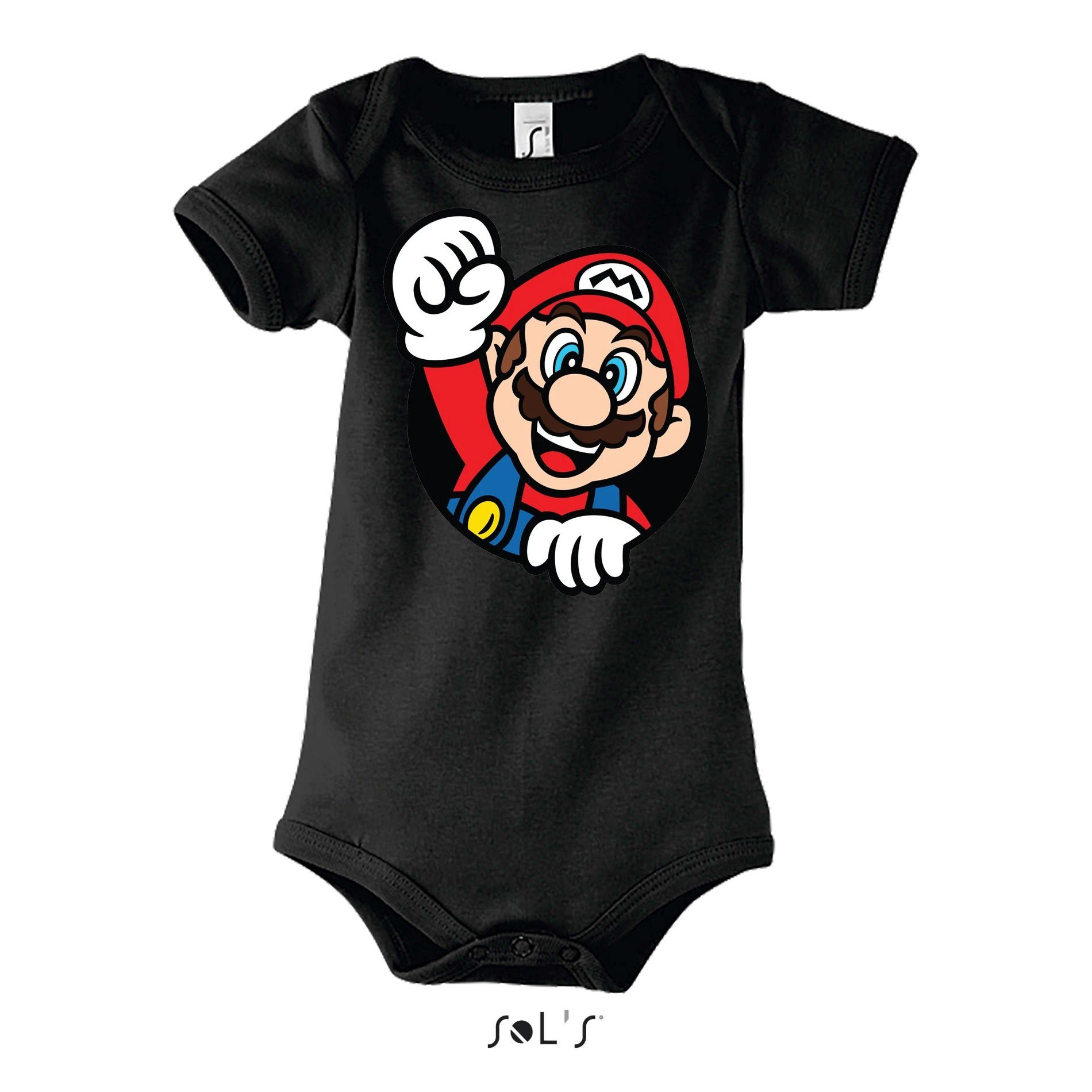 Blondie & Brownie Strampler Kinder Baby Super Mario Faust Konsole Gaming Spiel Retro Baby Super Mario Strampler mit Retro Gaming Druck weicher Baumwolle
