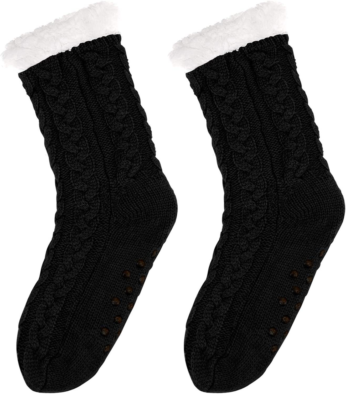 Alster Herz Winter Haussocken ABS-Socken Schuhgröße Kuschelsocken Sohle, für A0221 Herz 35-41, Alster Schwarz mit ABS