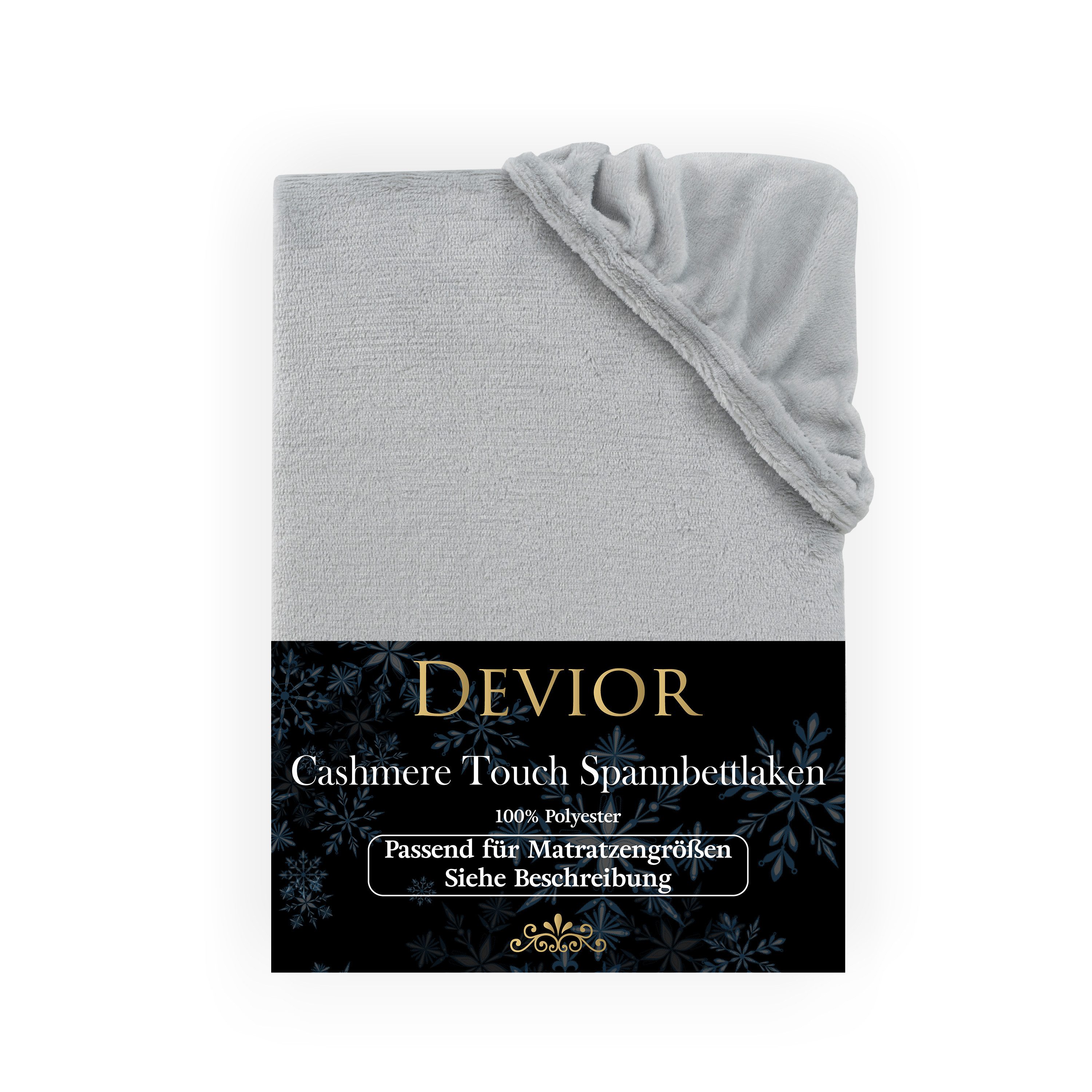 Devior Spannbettlaken aus 100% Nicki-Plüsch mit Cashmere-Touch, 190 g/m² mit Einlaufschutz, Nicki, Gummizug: Rundumgummizug, für Standardmatratzen bis 22cm - Spannbettlaken 90 x 200 cm kuschelig
